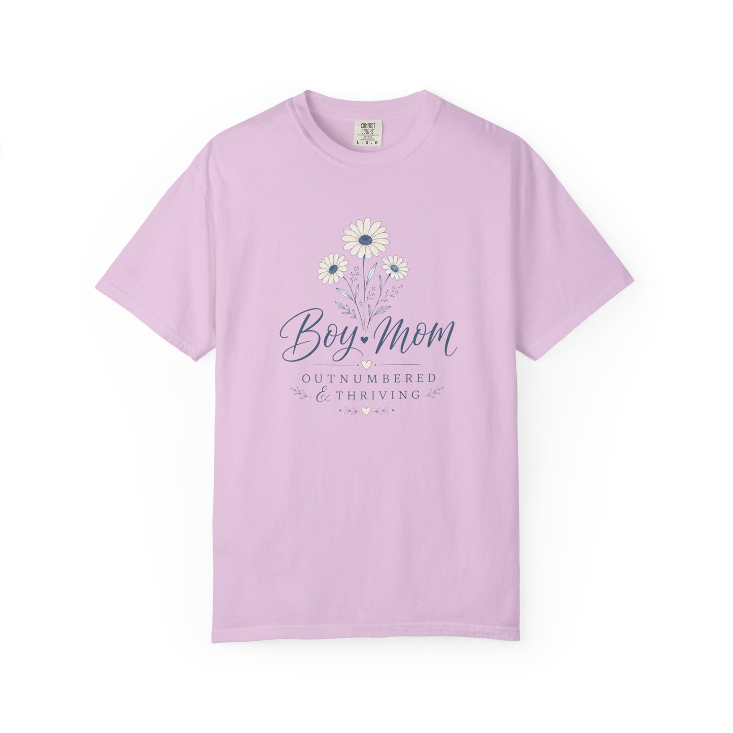 Boy Mom Outnumbered & Thriving T-Shirt | Floral Mom Graphic Tee