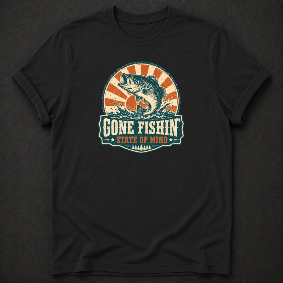 Gone Fishin' State of Mind T-Shirt – Vintage Retro Fishing Tee