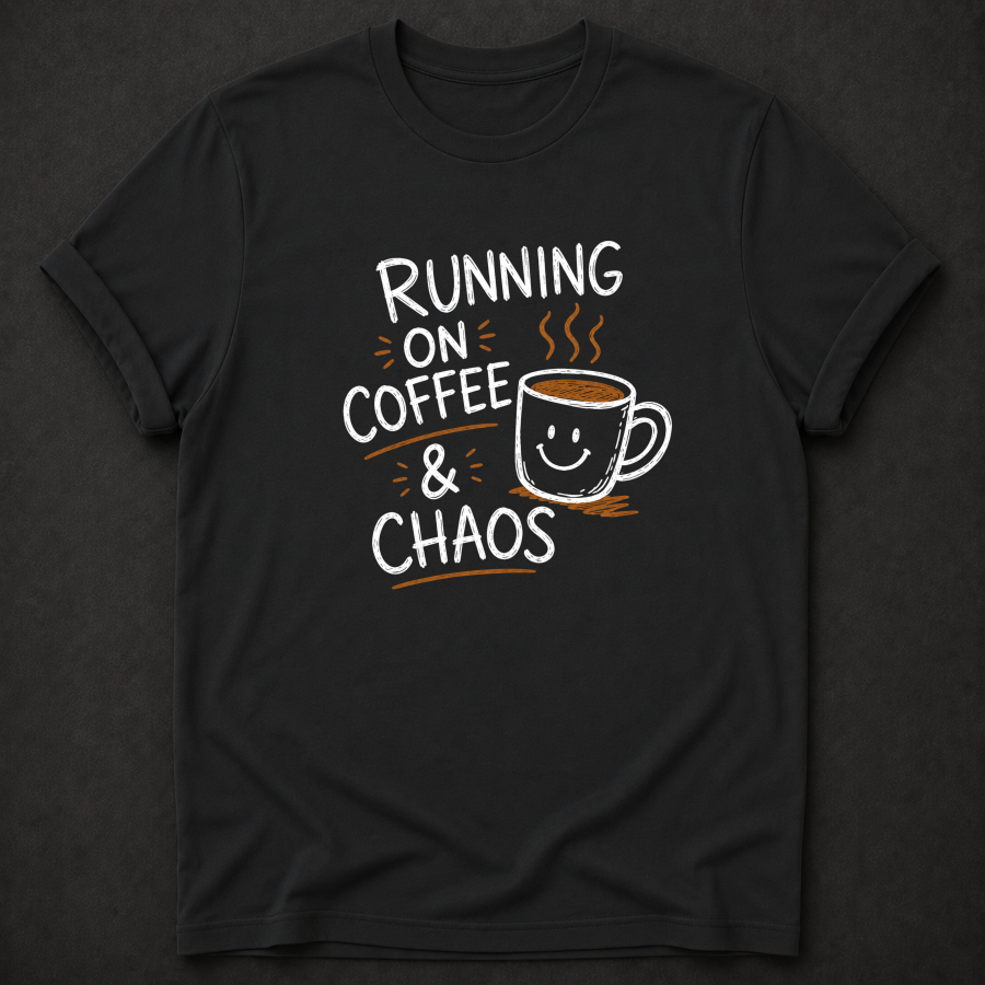 Running On Coffee & Chaos T-Shirt - Funny Coffee Graphic Tee