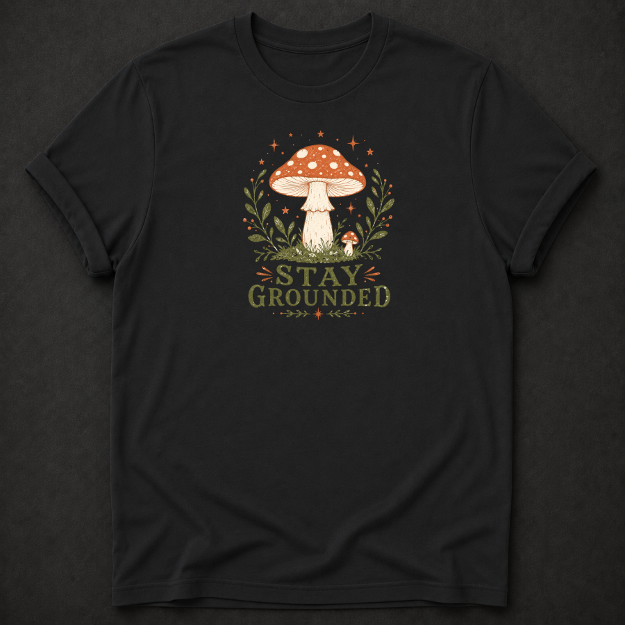 Stay Grounded T-Shirt - Mushroom Botanical Wellness Graphic Tee