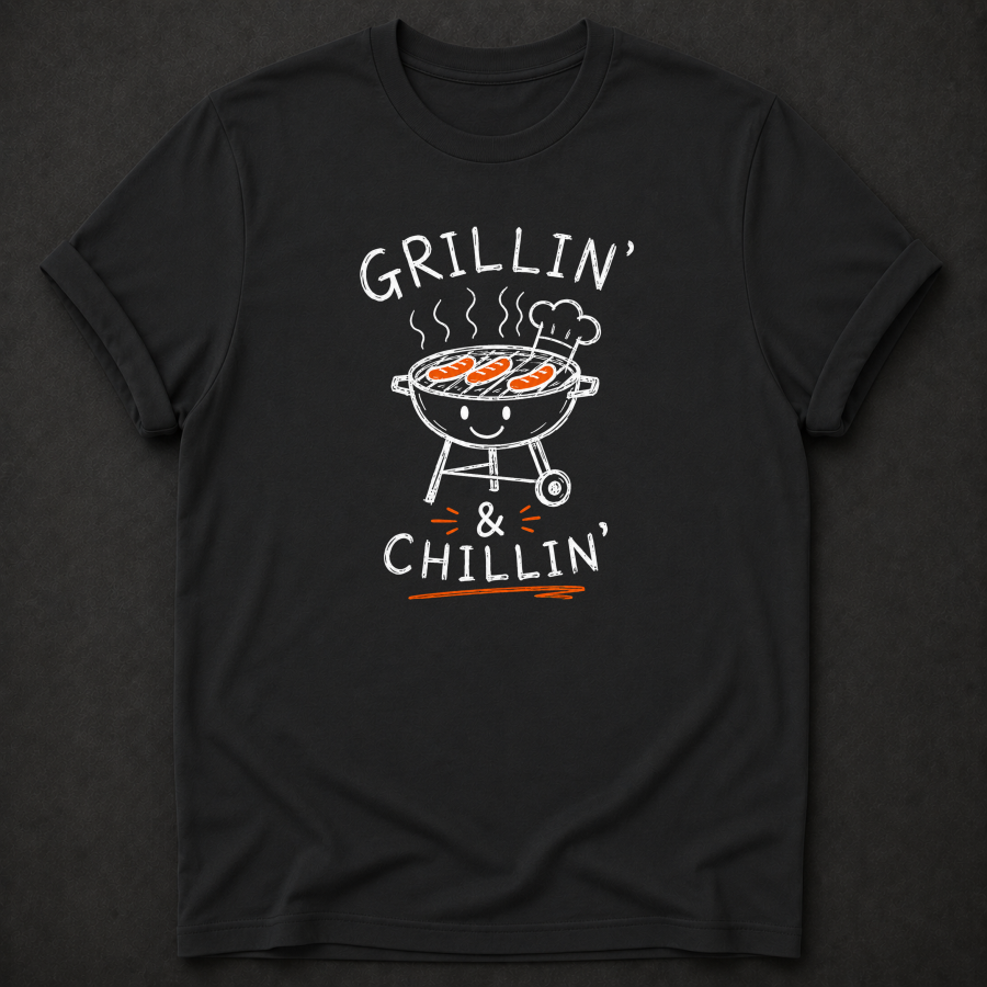 Grillin' & Chillin' T-Shirt - Funny BBQ Grill Graphic Tee