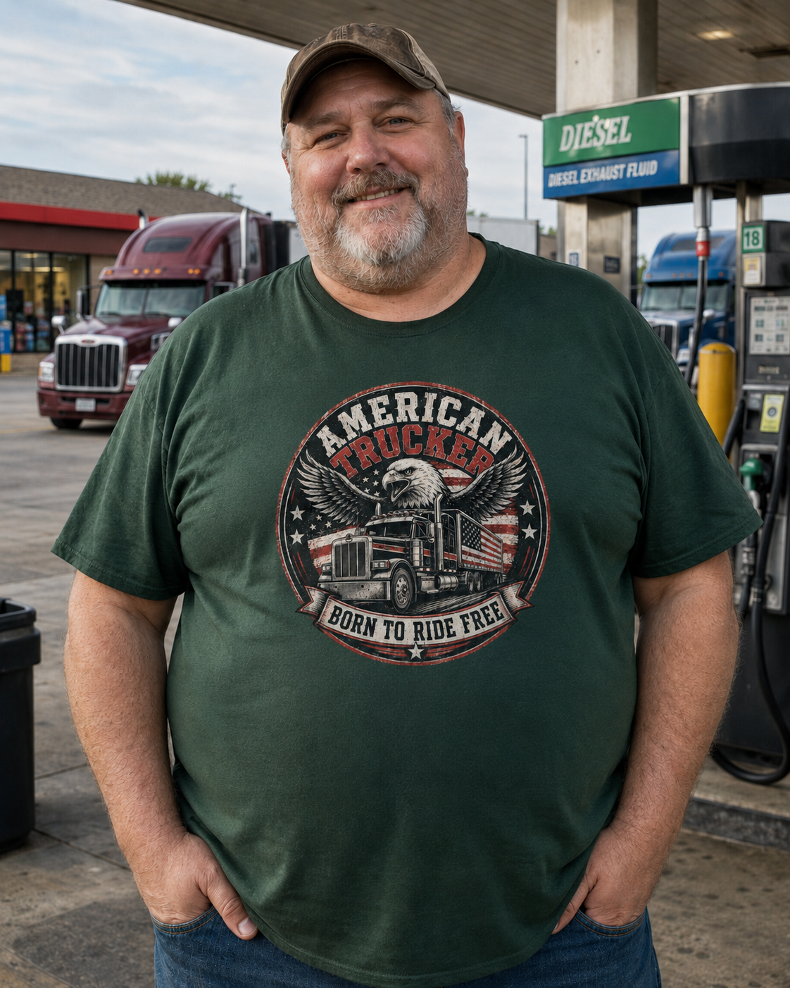 American Trucker T-Shirt | Born To Ride Free