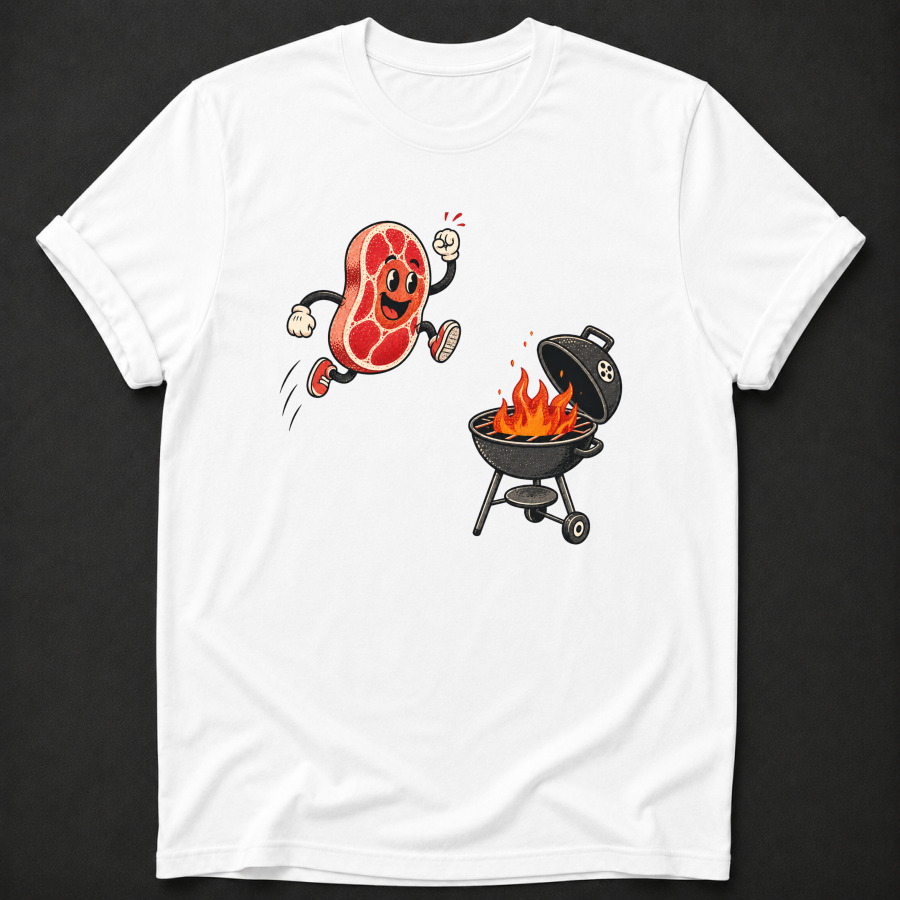 Running to the Grill Tee — Funny BBQ & Grilling Shirt