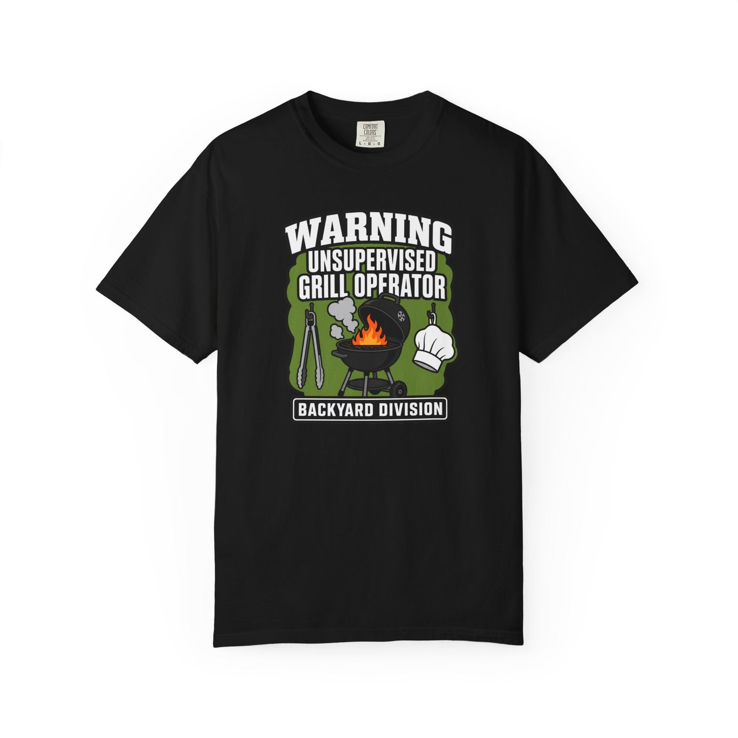 Warning Unsupervised Grill Operator T-Shirt | Funny Backyard BBQ Graphic Tee