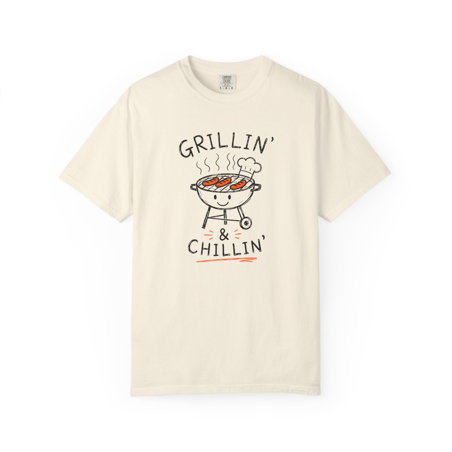 Grillin' and Chillin' T-Shirt | Funny Doodle BBQ Graphic Tee