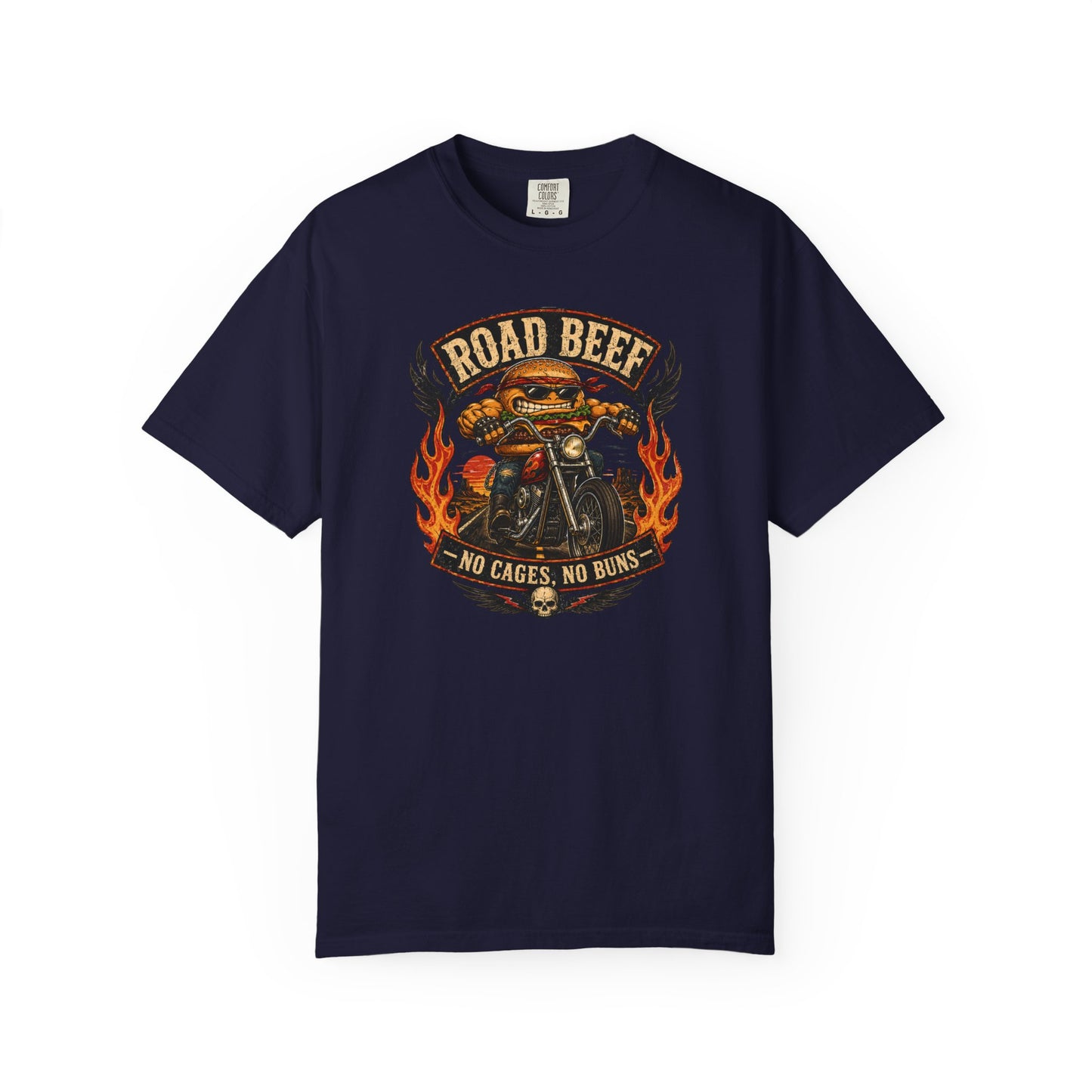 Road Beef Motorcycle Shirt – Funny Biker Cow Graphic Tee