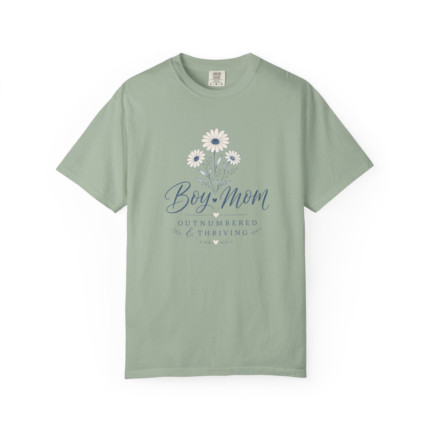 Boy Mom Outnumbered & Thriving T-Shirt | Floral Mom Graphic Tee