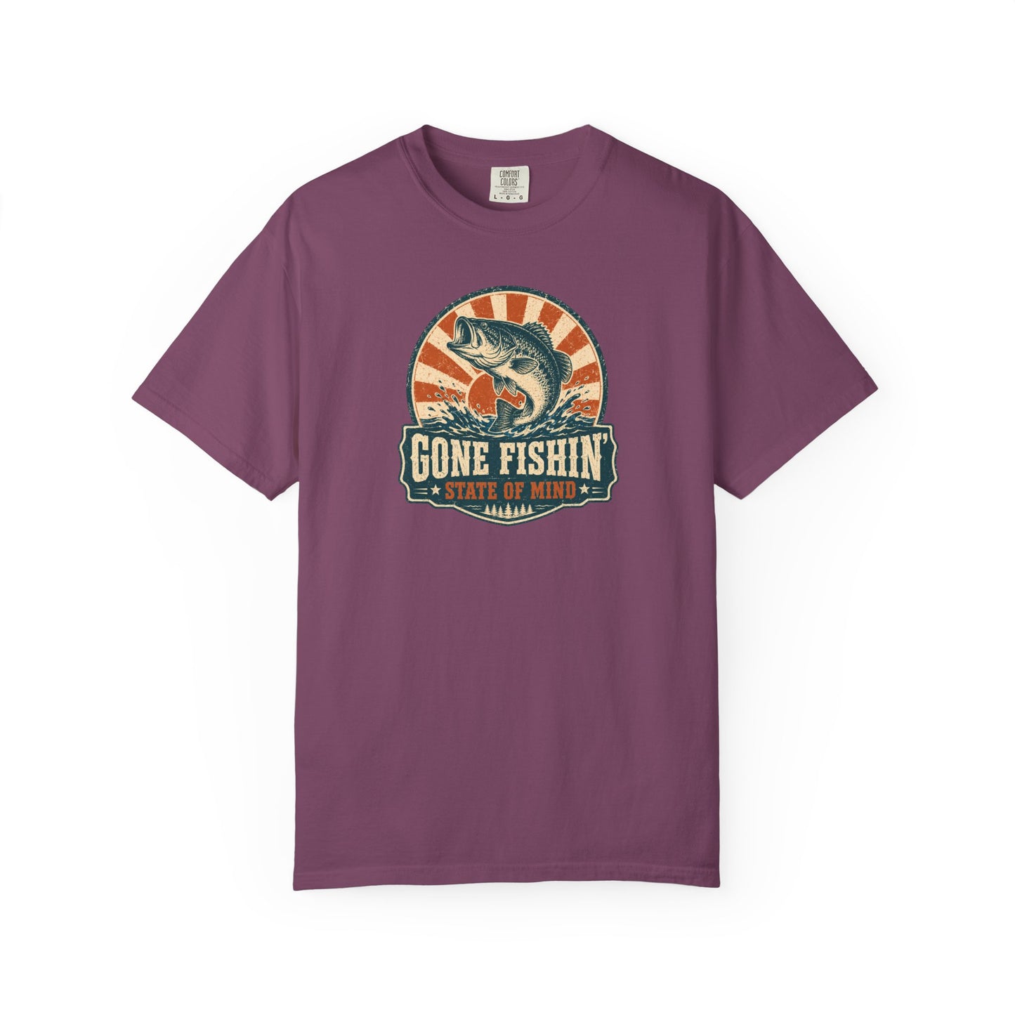 Gone Fishin' State Of Mind T-Shirt | Vintage Fishing Badge Graphic Tee