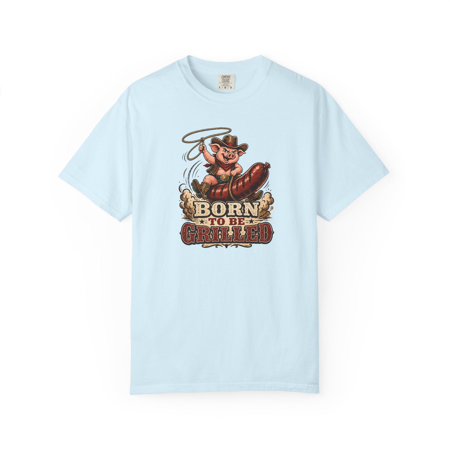 Born To Be Grilled T-Shirt | Funny Cowboy Pig BBQ Graphic Tee