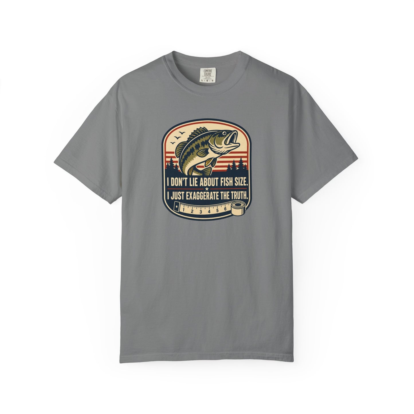 I Don't Lie About Fish Size I Just Exaggerate The Truth T-Shirt | Funny Fishing Graphic Tee