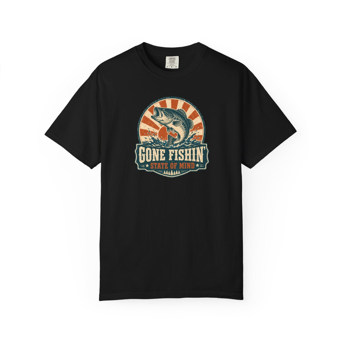 Gone Fishin' State Of Mind T-Shirt | Vintage Fishing Badge Graphic Tee