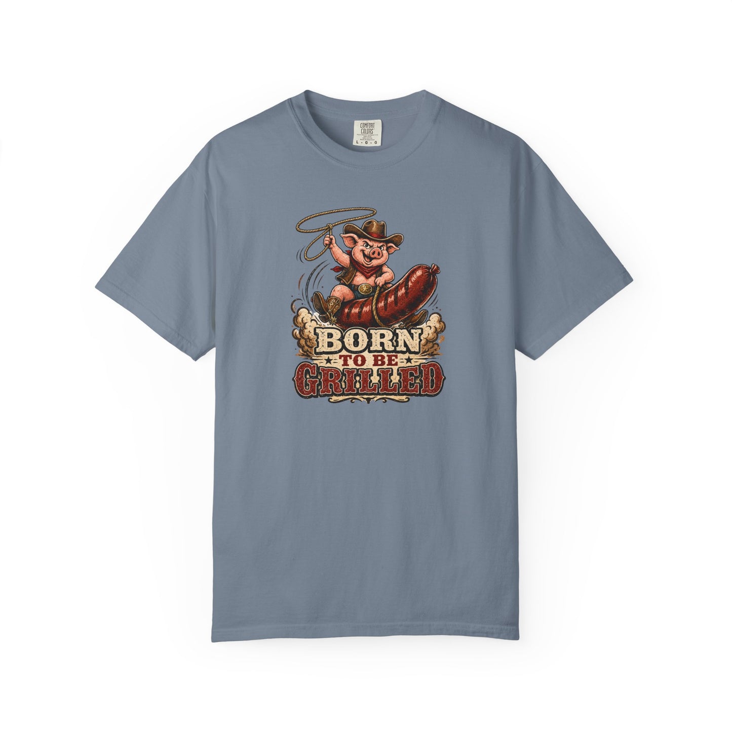 Born To Be Grilled T-Shirt | Funny Cowboy Pig BBQ Graphic Tee