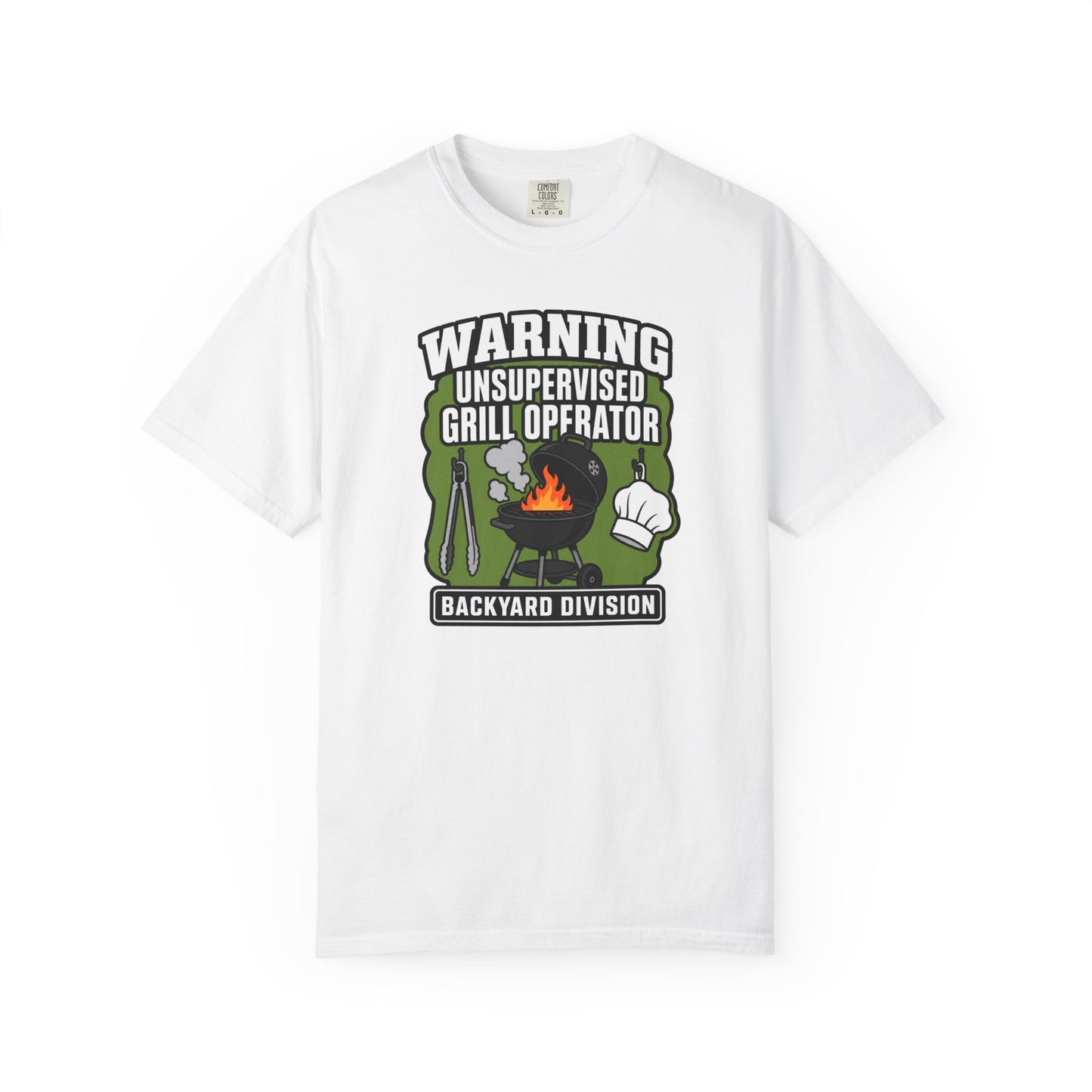 Warning Unsupervised Grill Operator T-Shirt | Funny Backyard BBQ Graphic Tee