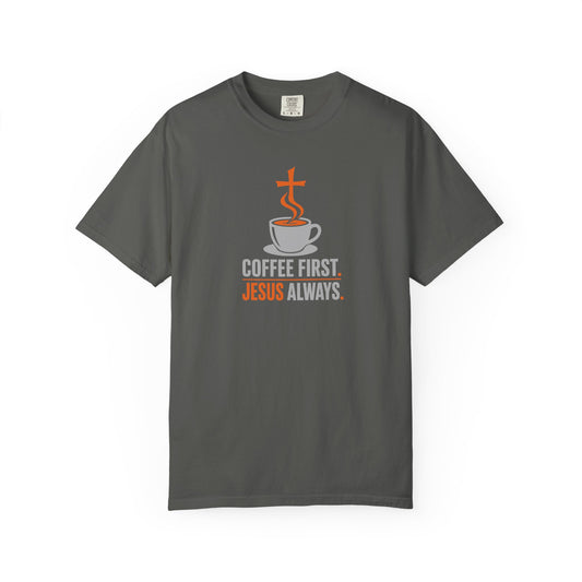 Coffee First Jesus Always T-Shirt product mockup