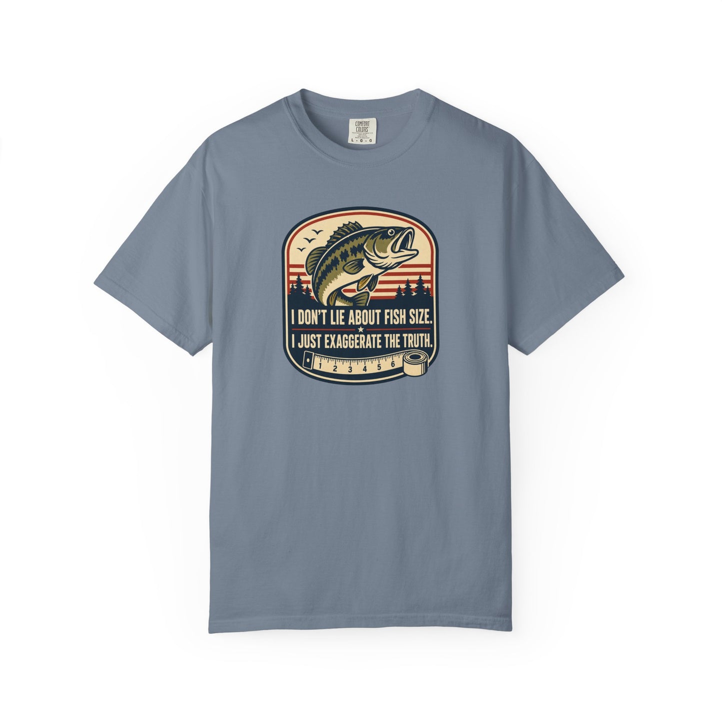 I Don't Lie About Fish Size I Just Exaggerate The Truth T-Shirt | Funny Fishing Graphic Tee