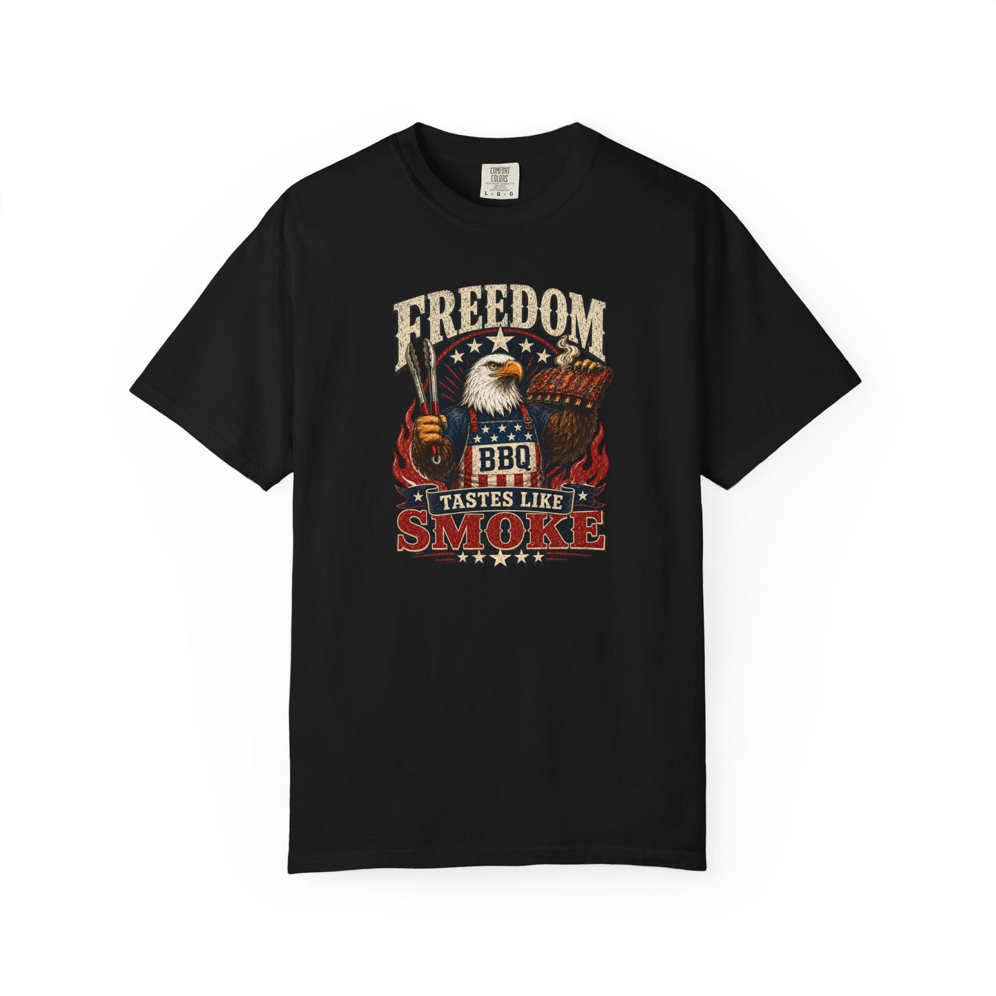 Freedom Tastes Like Smoke T-Shirt | Patriotic BBQ American Eagle Graphic Tee