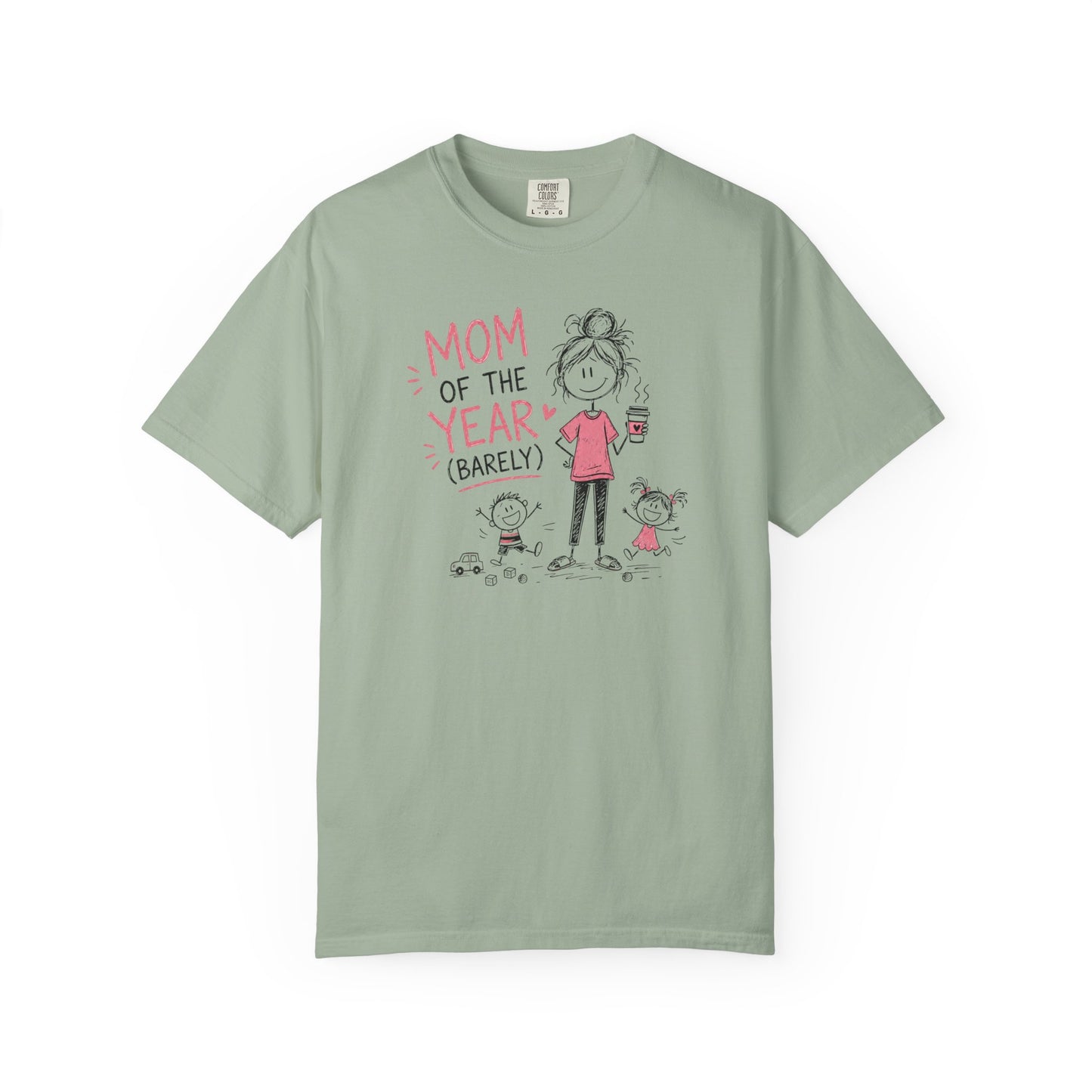 Mom Of The Year Barely T-Shirt | Funny Mom Life Doodle Graphic Tee