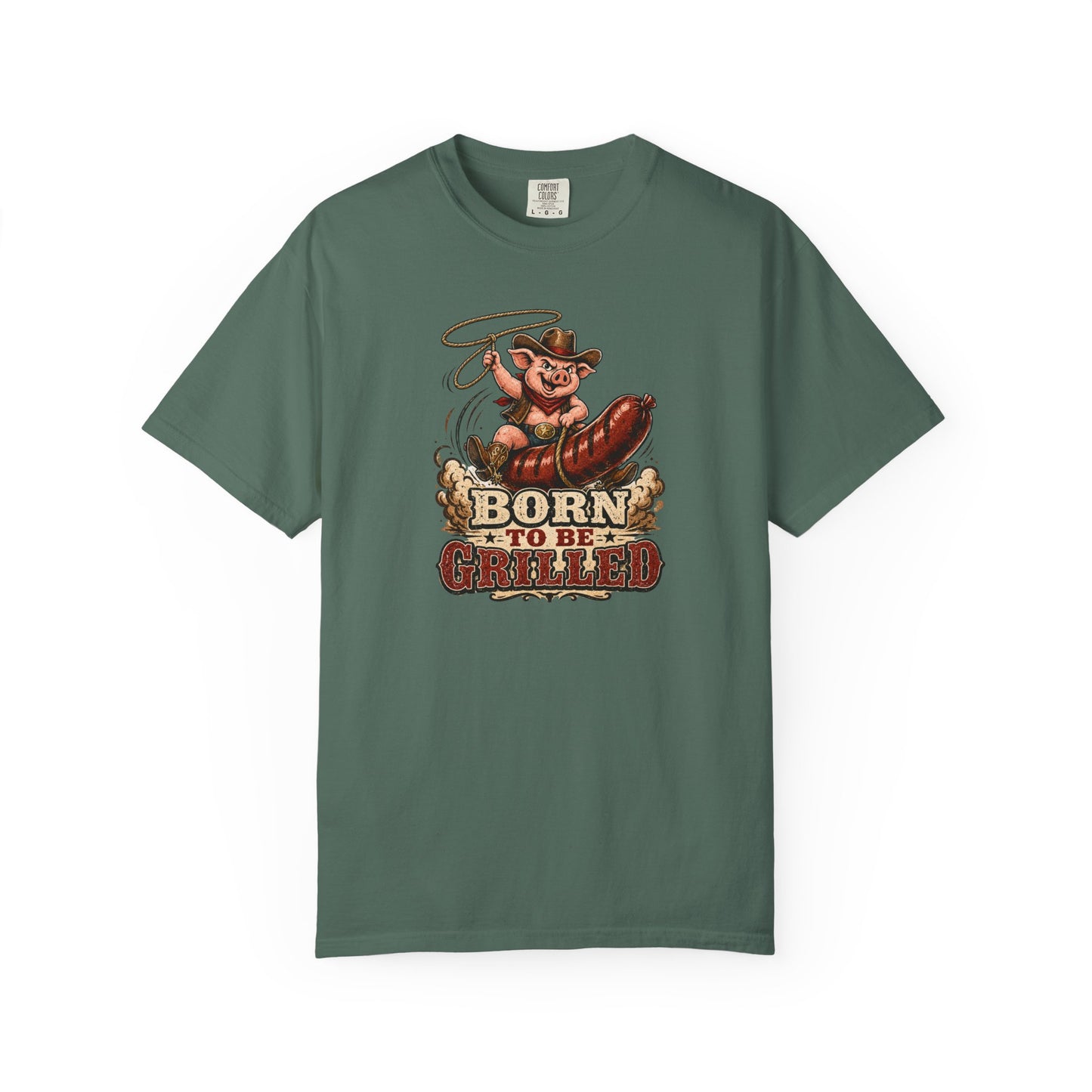 Born To Be Grilled T-Shirt | Funny Cowboy Pig BBQ Graphic Tee