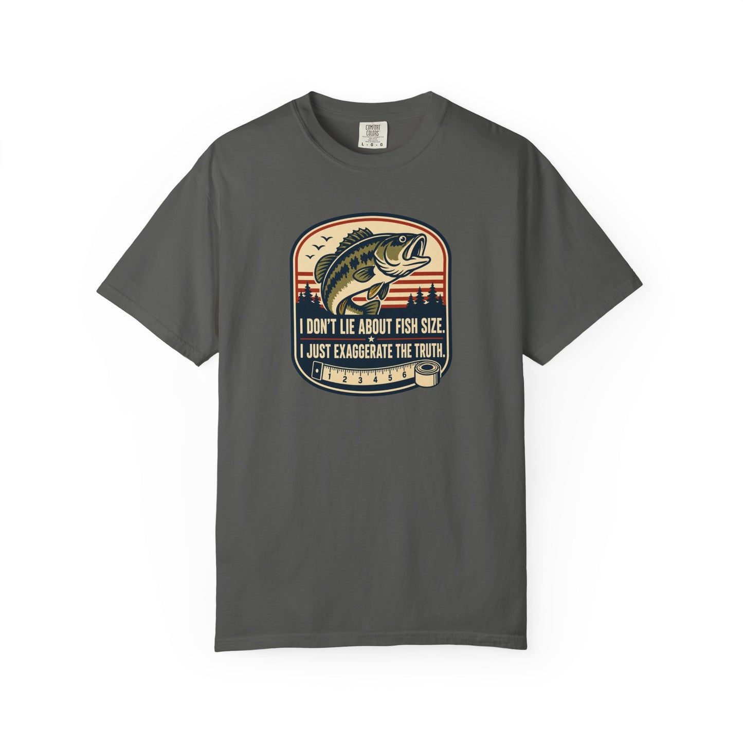 I Don't Lie About Fish Size I Just Exaggerate The Truth T-Shirt | Funny Fishing Graphic Tee