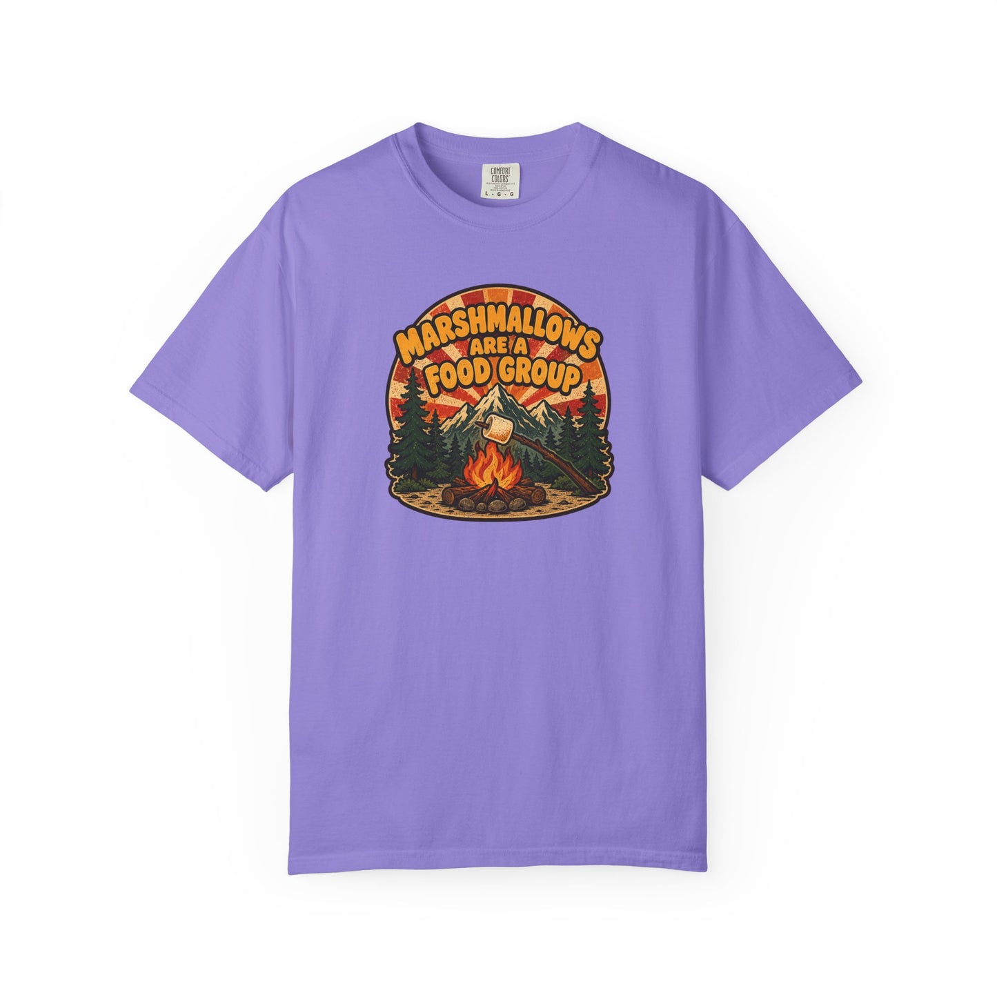 Marshmallows Are A Food Group T-Shirt | Funny Camping Campfire Graphic Tee