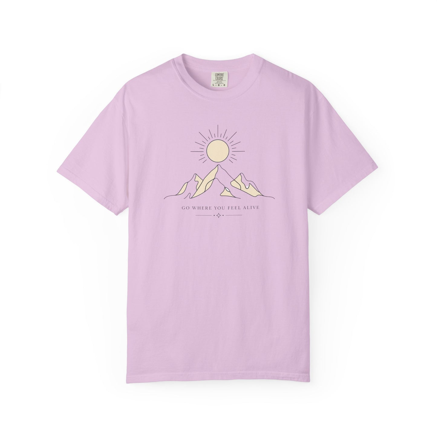Go Where You Feel Alive T-Shirt | Minimalist Mountain Sunrise Graphic Tee