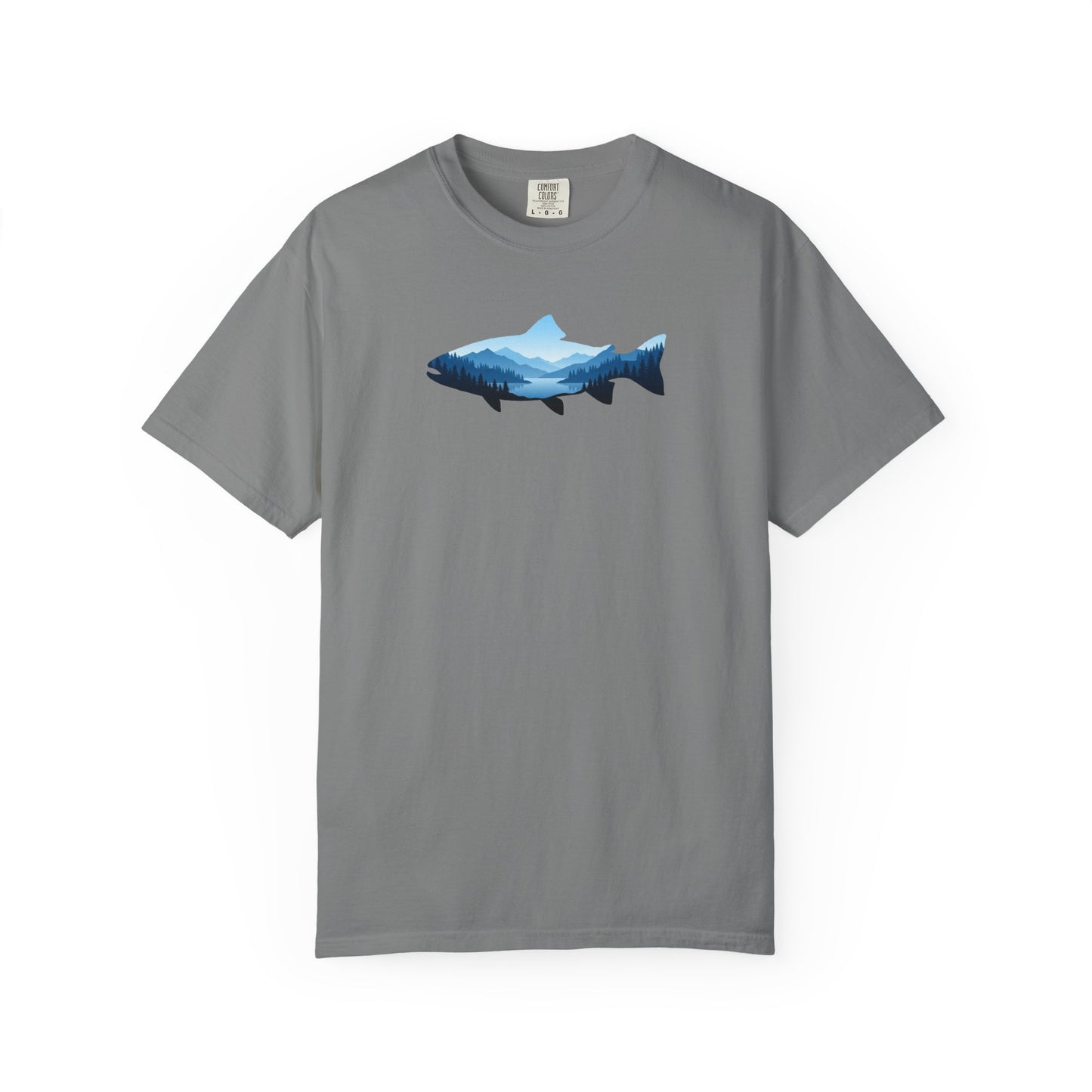 Trout Mountain Double Exposure T-Shirt | Fishing Nature Graphic Tee