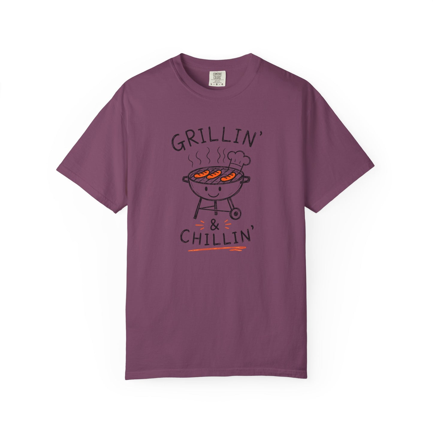 Grillin' and Chillin' T-Shirt | Funny Doodle BBQ Graphic Tee