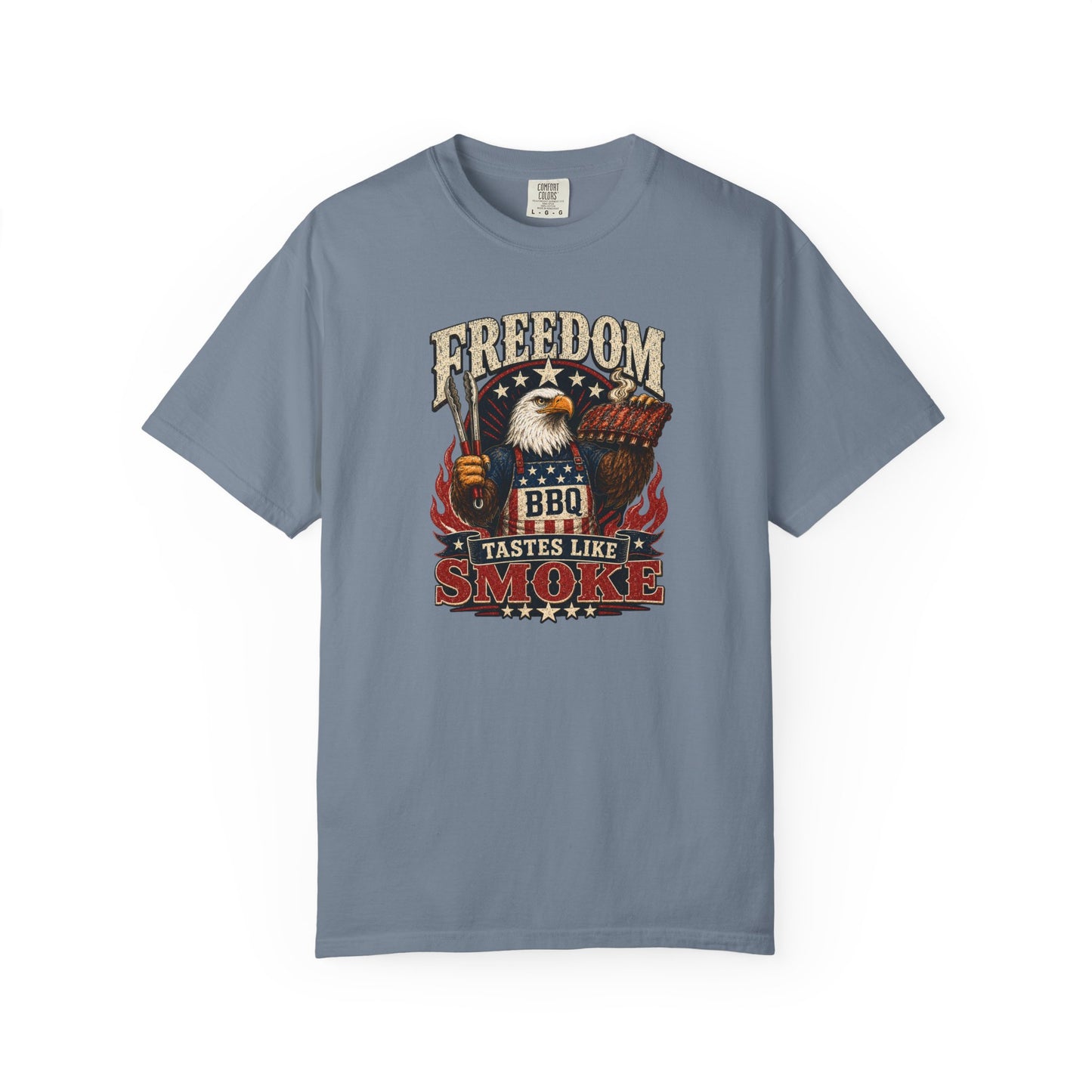 Freedom Tastes Like Smoke T-Shirt | Patriotic BBQ American Eagle Graphic Tee