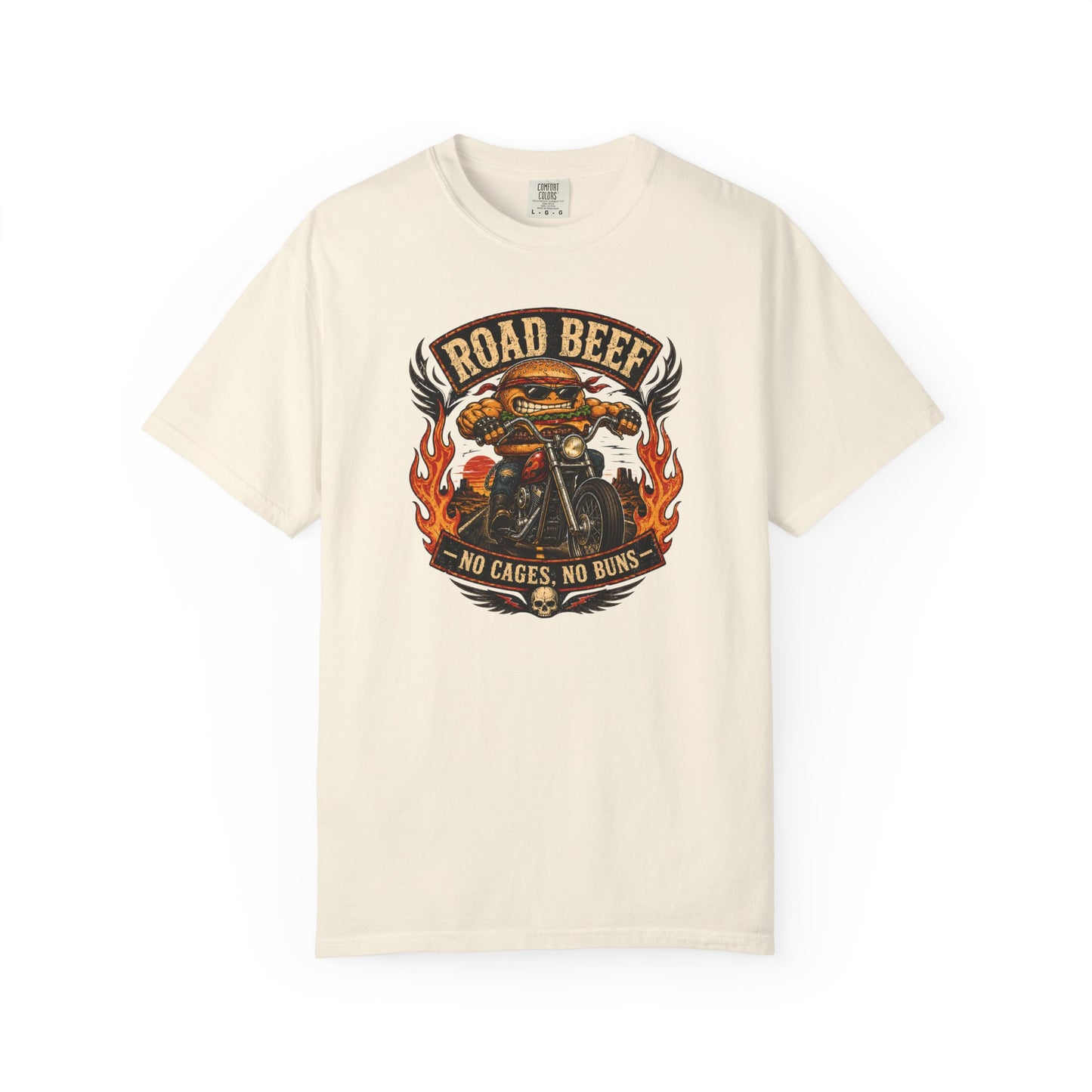 Road Beef Motorcycle Shirt – Funny Biker Cow Graphic Tee