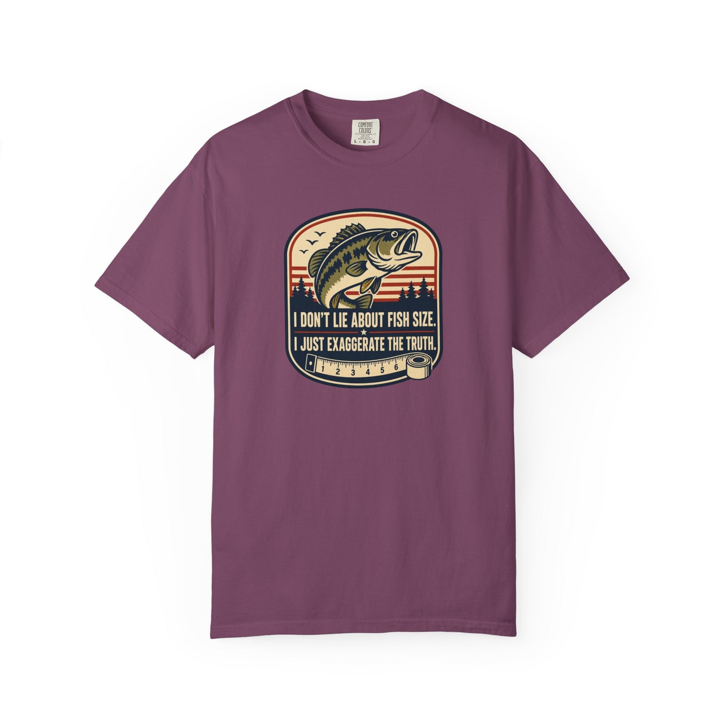 I Don't Lie About Fish Size I Just Exaggerate The Truth T-Shirt | Funny Fishing Graphic Tee