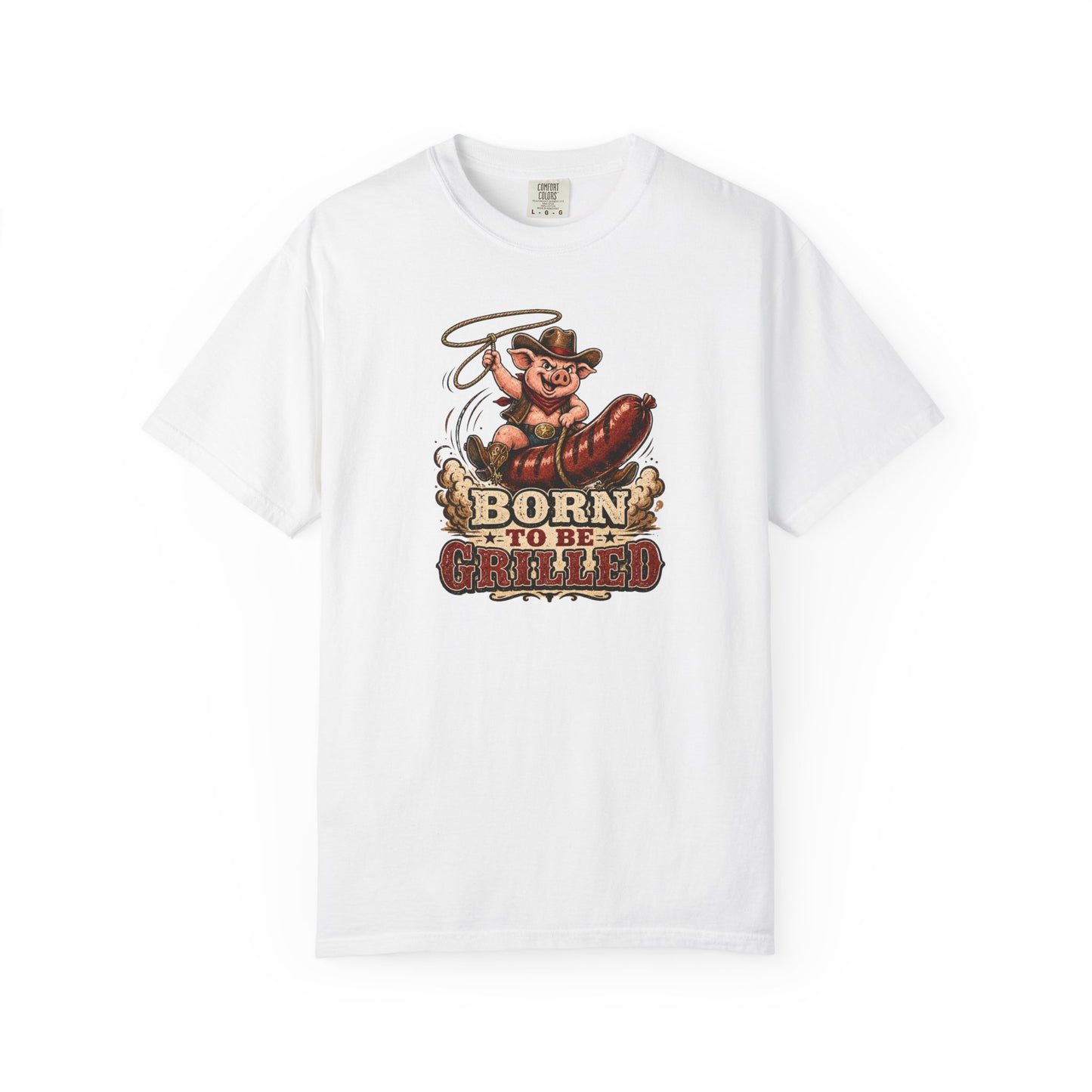 Born To Be Grilled T-Shirt | Funny Cowboy Pig BBQ Graphic Tee