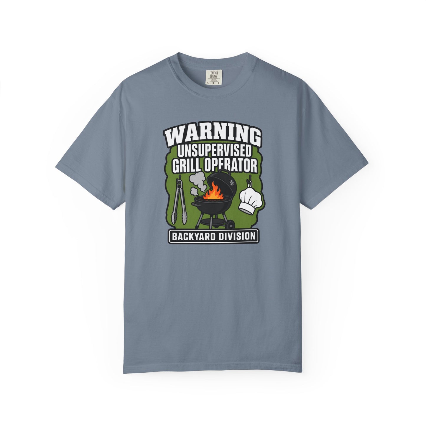 Warning Unsupervised Grill Operator T-Shirt | Funny Backyard BBQ Graphic Tee