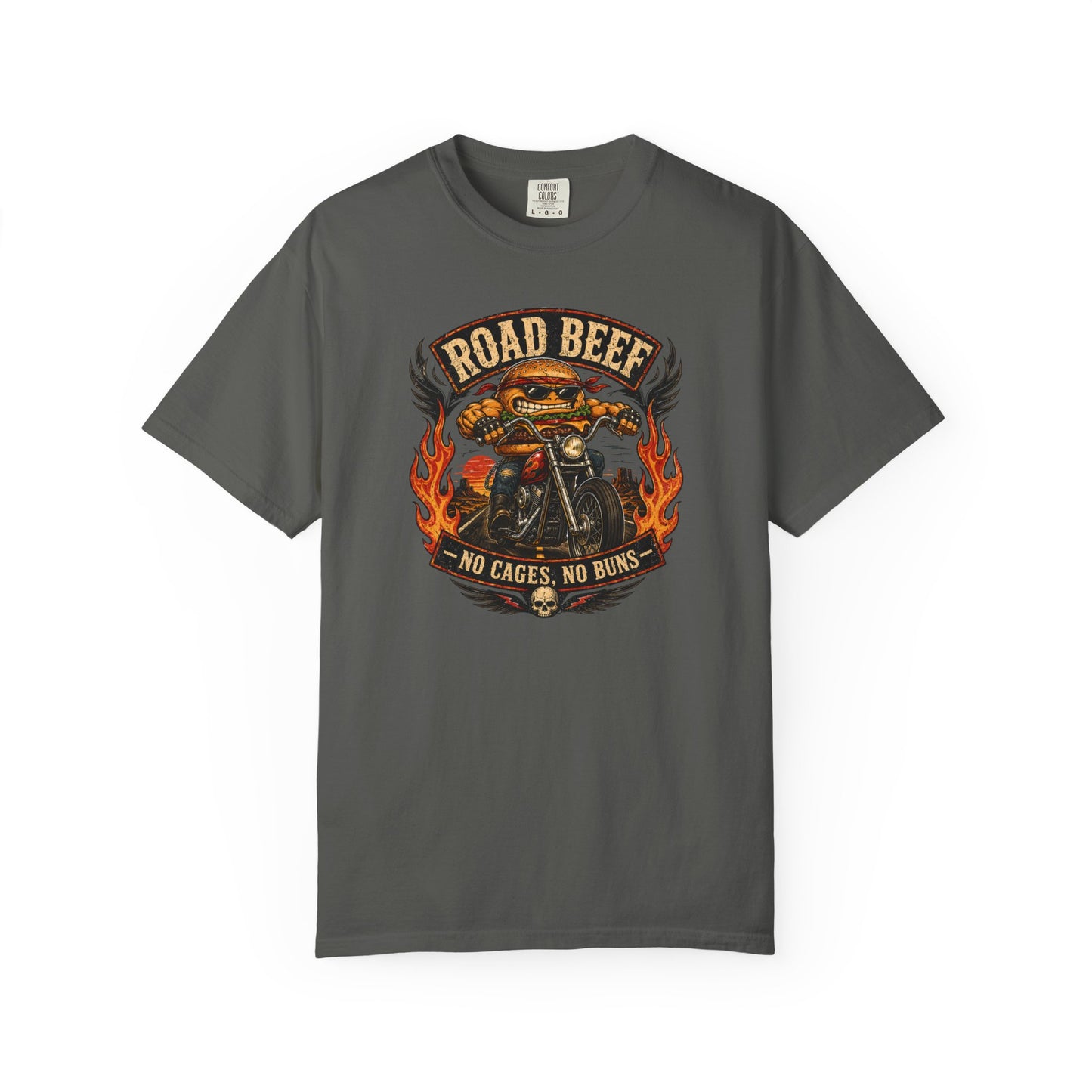 Road Beef Motorcycle Shirt – Funny Biker Cow Graphic Tee