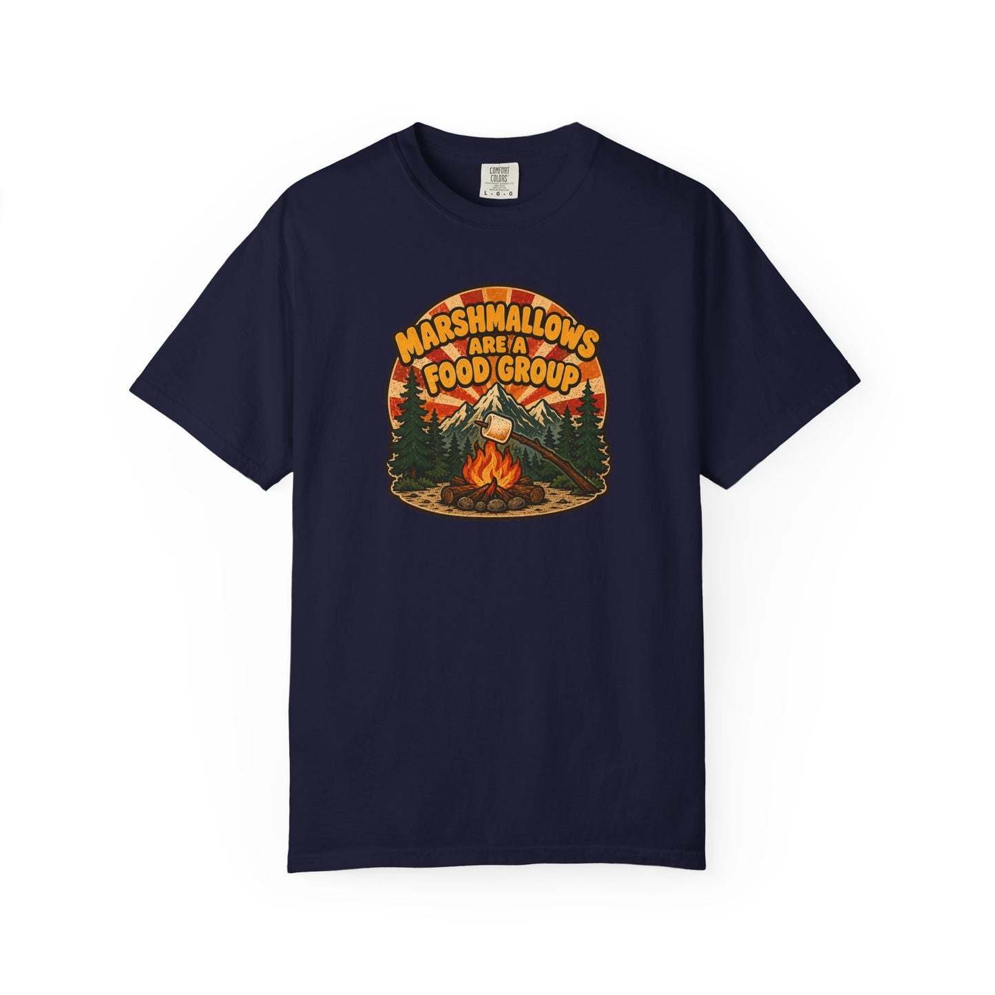 Marshmallows Are A Food Group T-Shirt | Funny Camping Campfire Graphic Tee