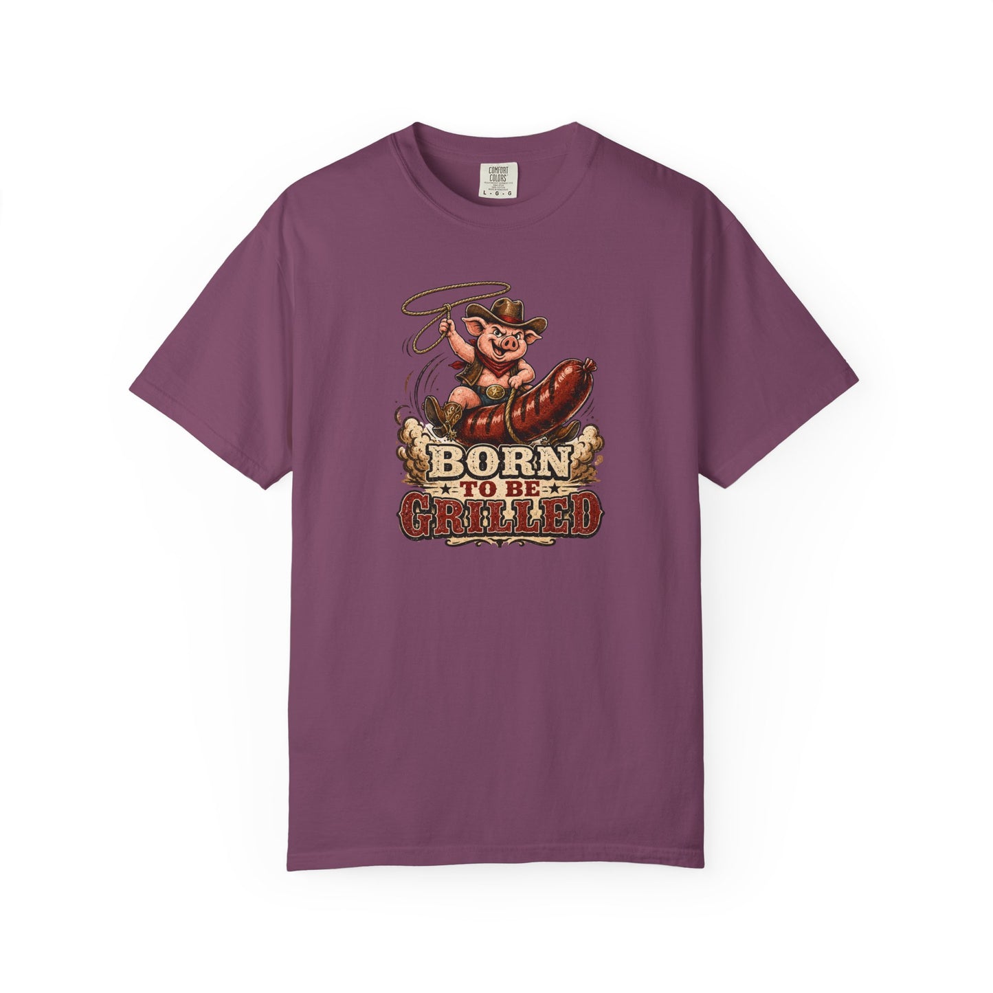 Born To Be Grilled T-Shirt | Funny Cowboy Pig BBQ Graphic Tee