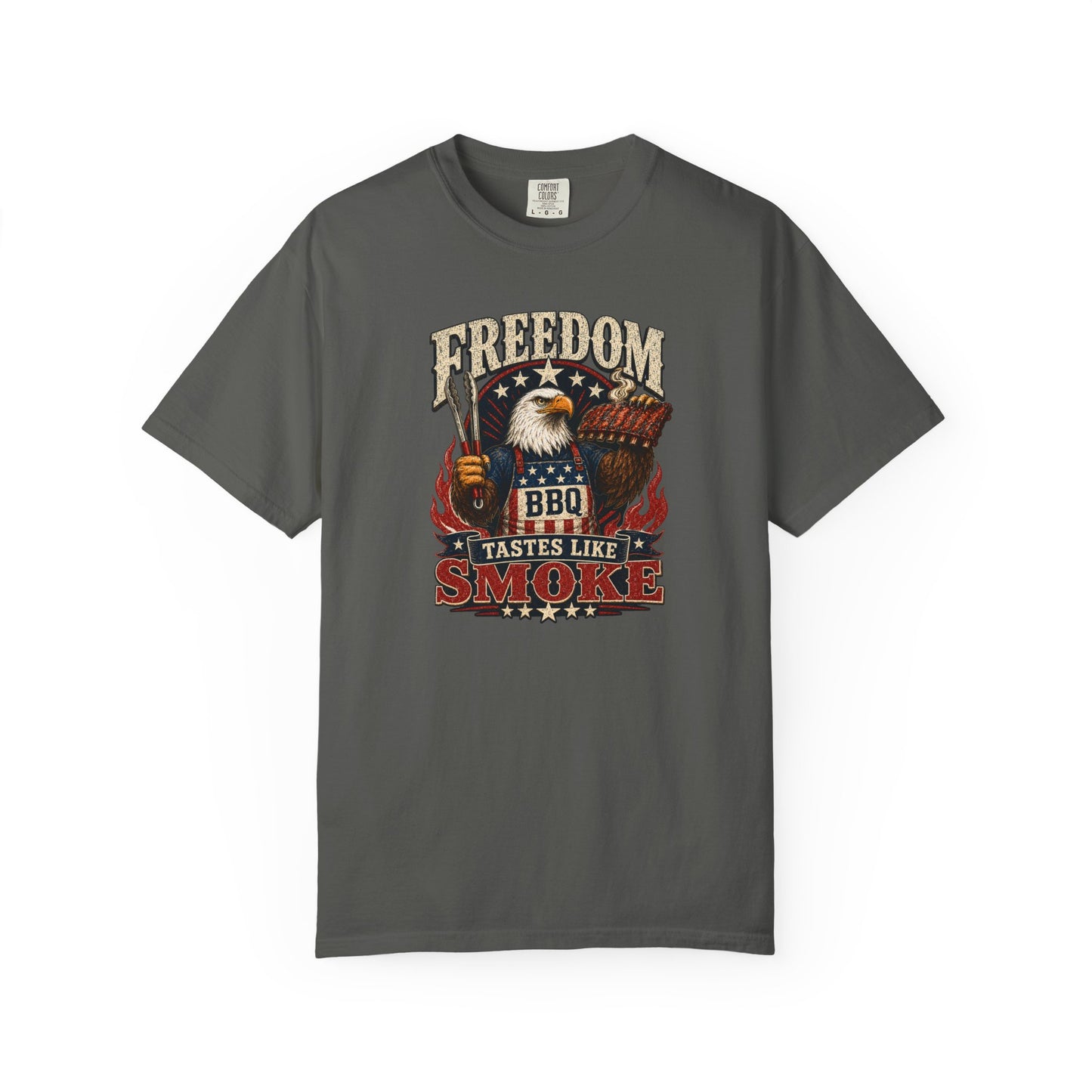 Freedom Tastes Like Smoke T-Shirt | Patriotic BBQ American Eagle Graphic Tee