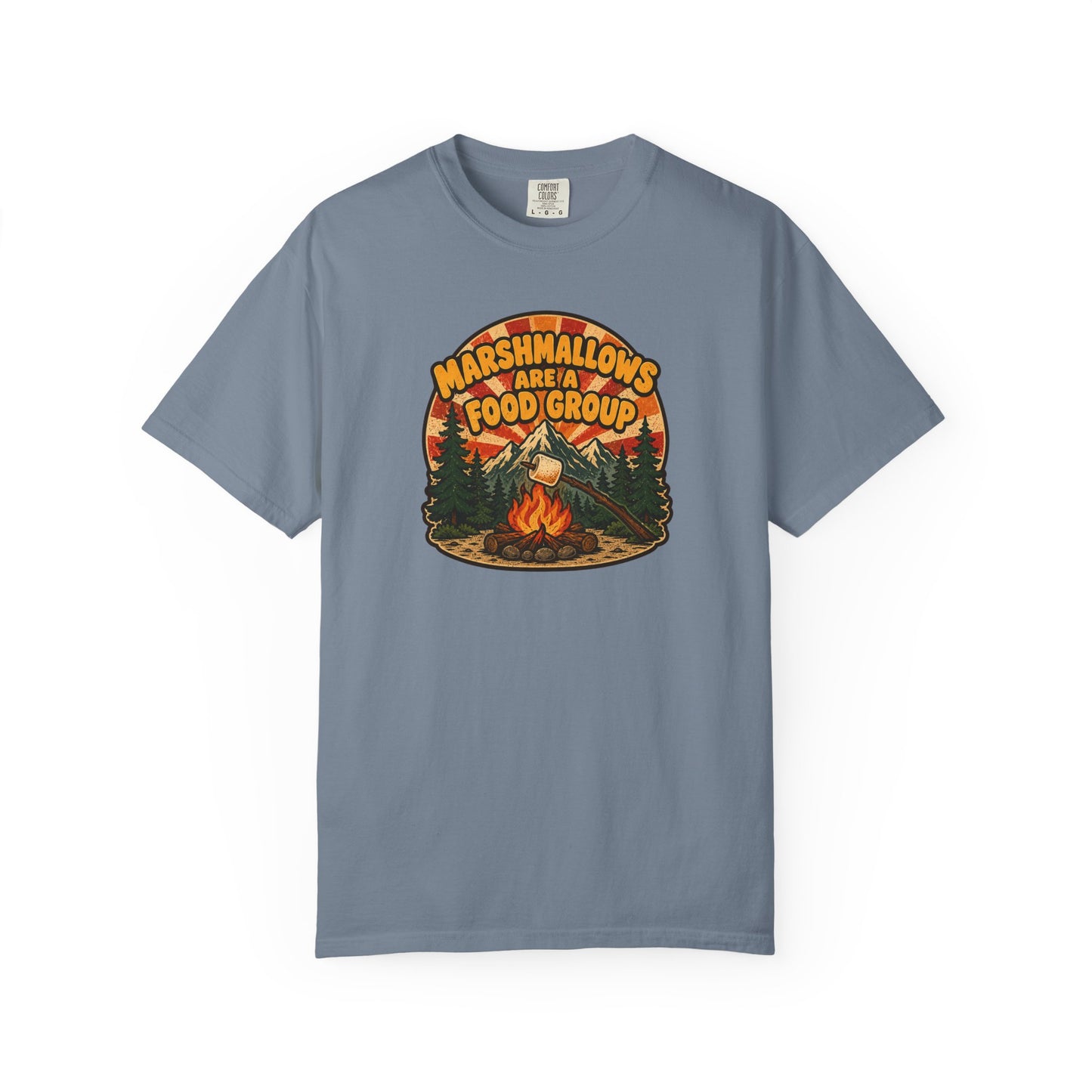 Marshmallows Are A Food Group T-Shirt | Funny Camping Campfire Graphic Tee