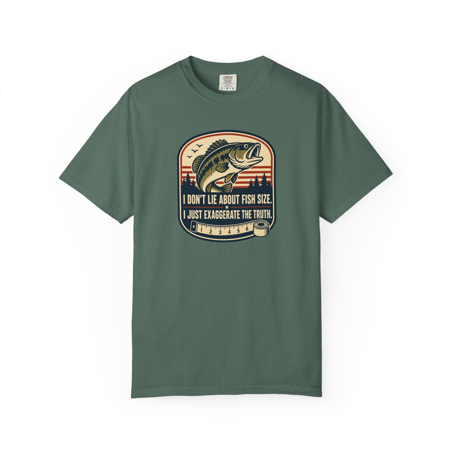 I Don't Lie About Fish Size I Just Exaggerate The Truth T-Shirt | Funny Fishing Graphic Tee