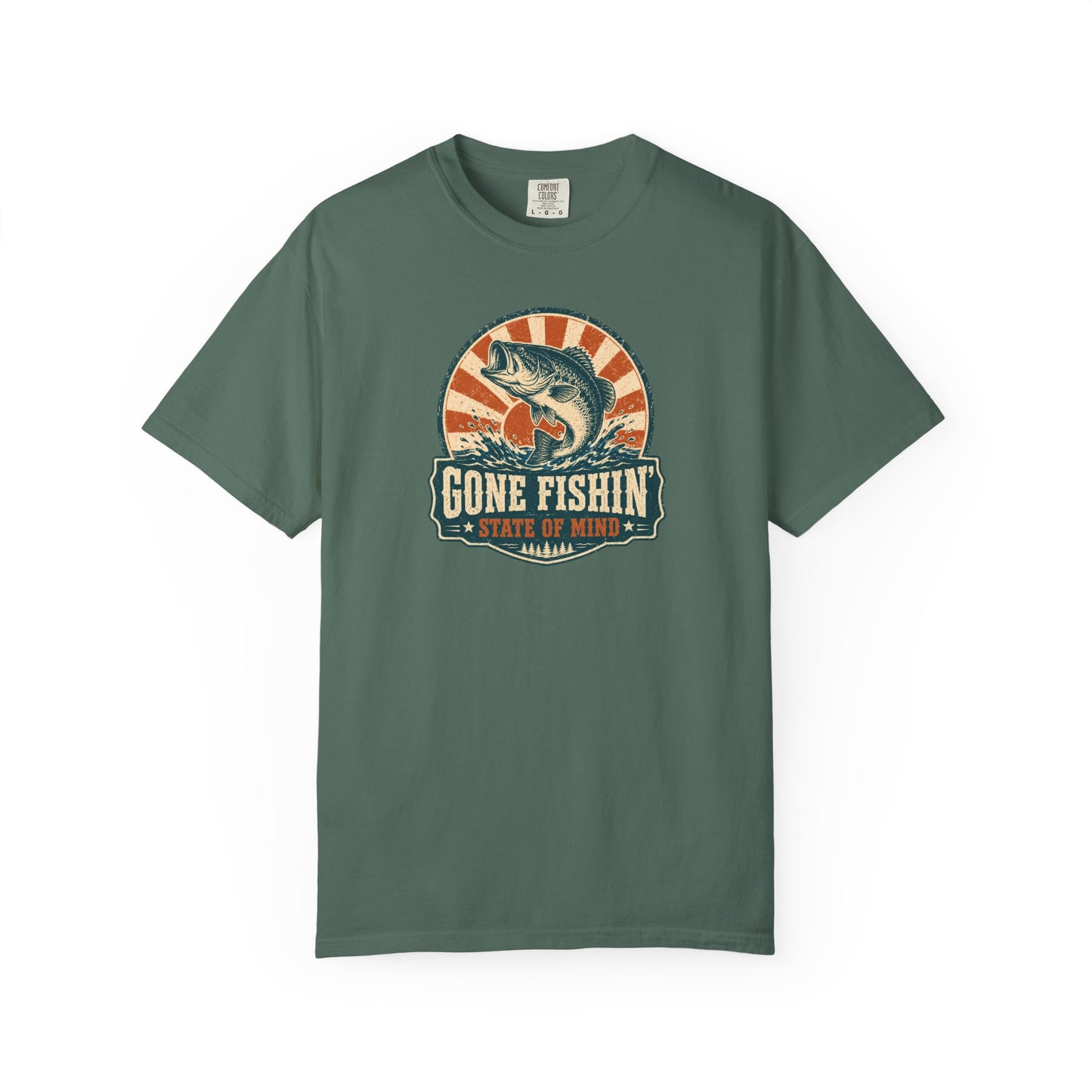Gone Fishin' State Of Mind T-Shirt | Vintage Fishing Badge Graphic Tee