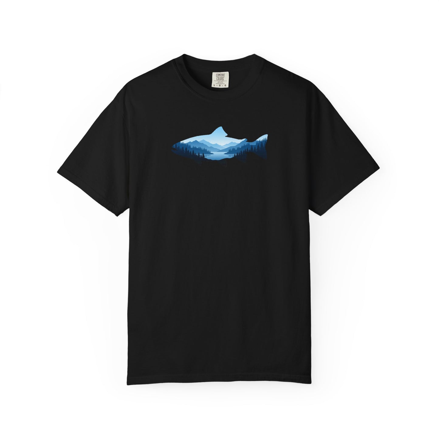 Trout Mountain Double Exposure T-Shirt | Fishing Nature Graphic Tee