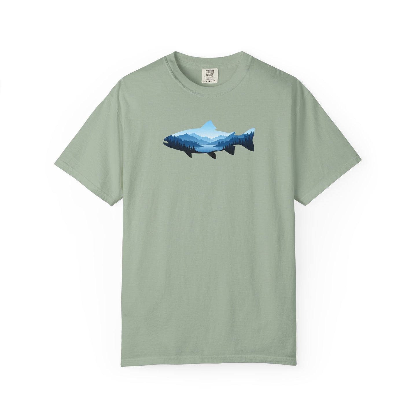 Trout Mountain Double Exposure T-Shirt | Fishing Nature Graphic Tee