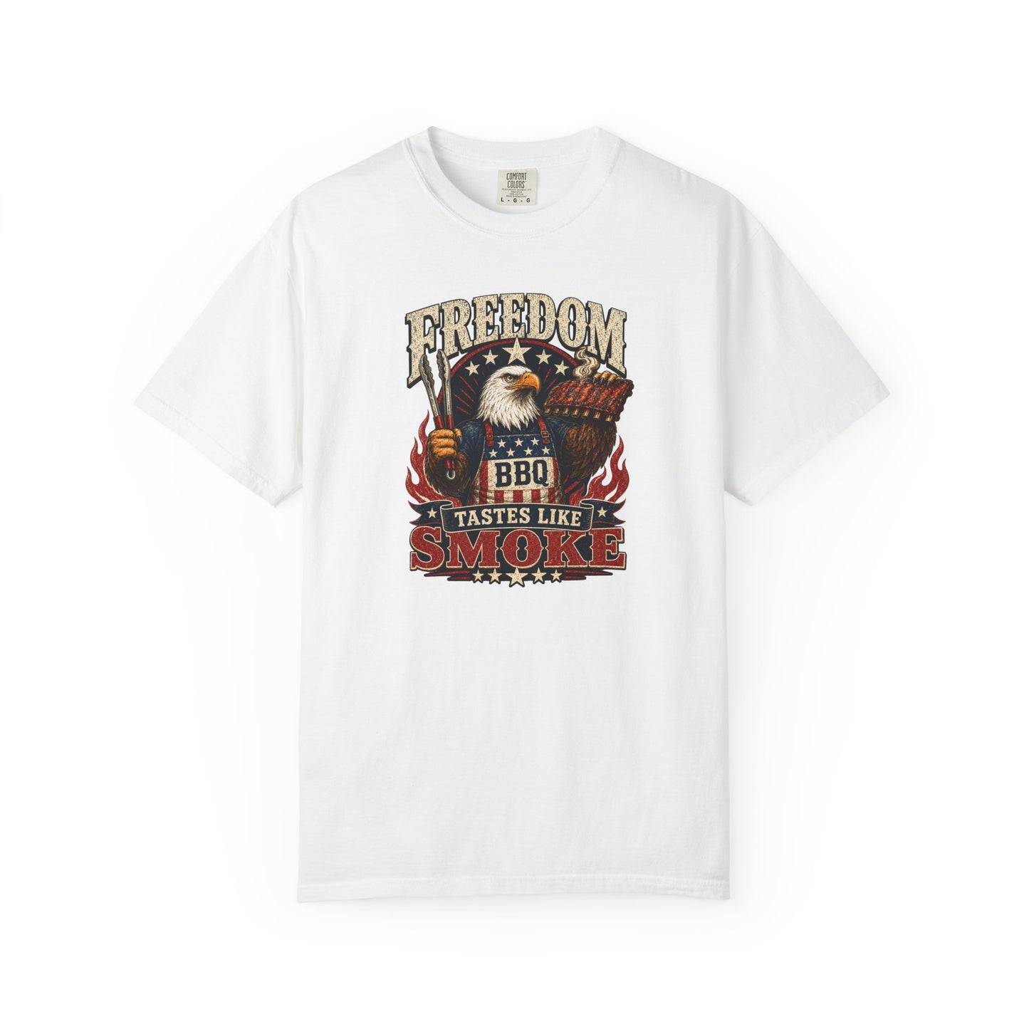 Freedom Tastes Like Smoke T-Shirt | Patriotic BBQ American Eagle Graphic Tee