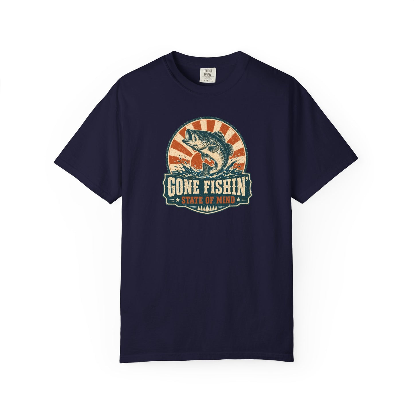 Gone Fishin' State Of Mind T-Shirt | Vintage Fishing Badge Graphic Tee
