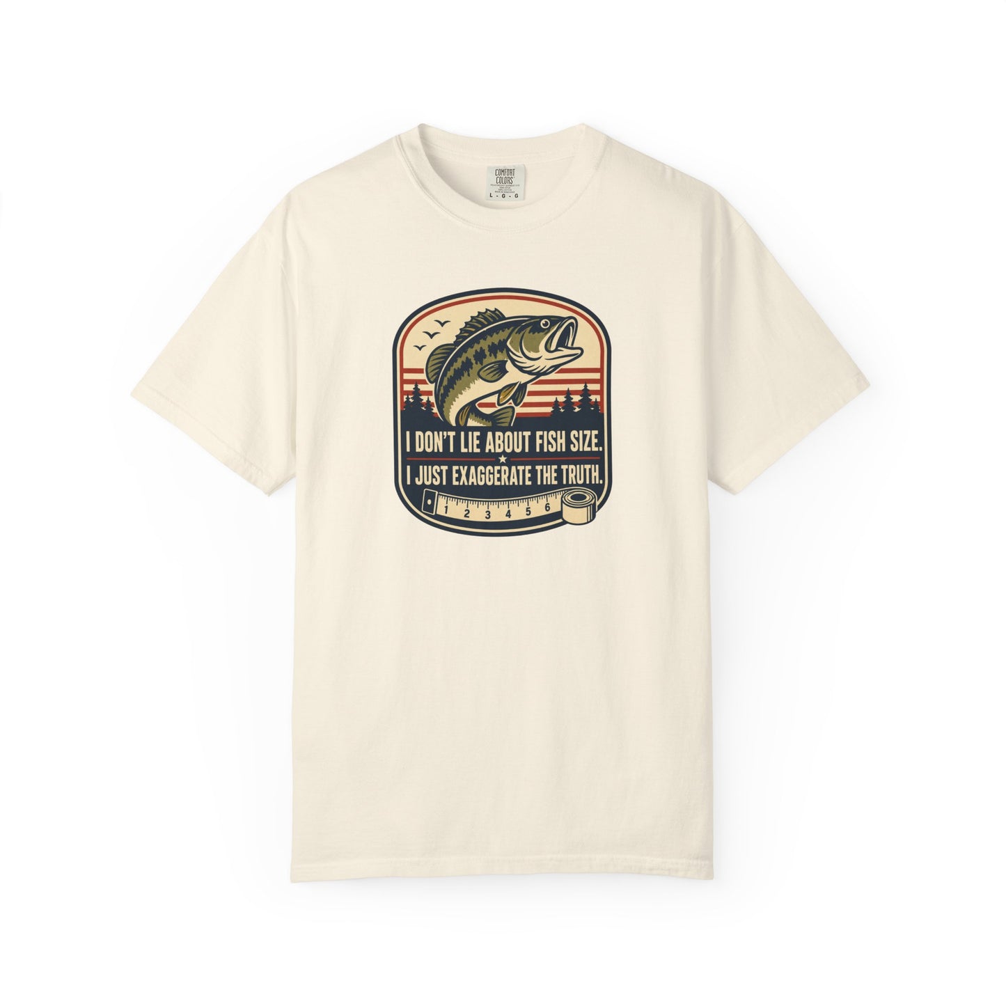 I Don't Lie About Fish Size I Just Exaggerate The Truth T-Shirt | Funny Fishing Graphic Tee