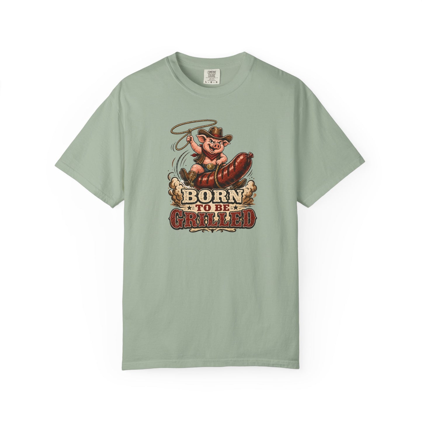Born To Be Grilled T-Shirt | Funny Cowboy Pig BBQ Graphic Tee