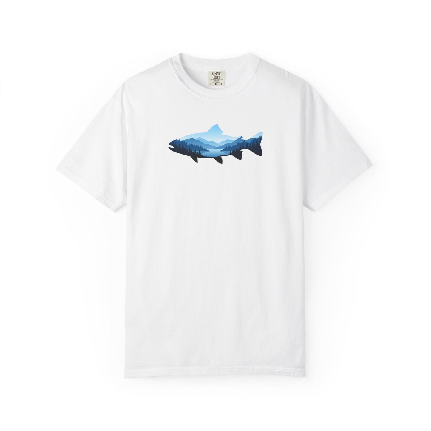 Trout Mountain Double Exposure T-Shirt | Fishing Nature Graphic Tee