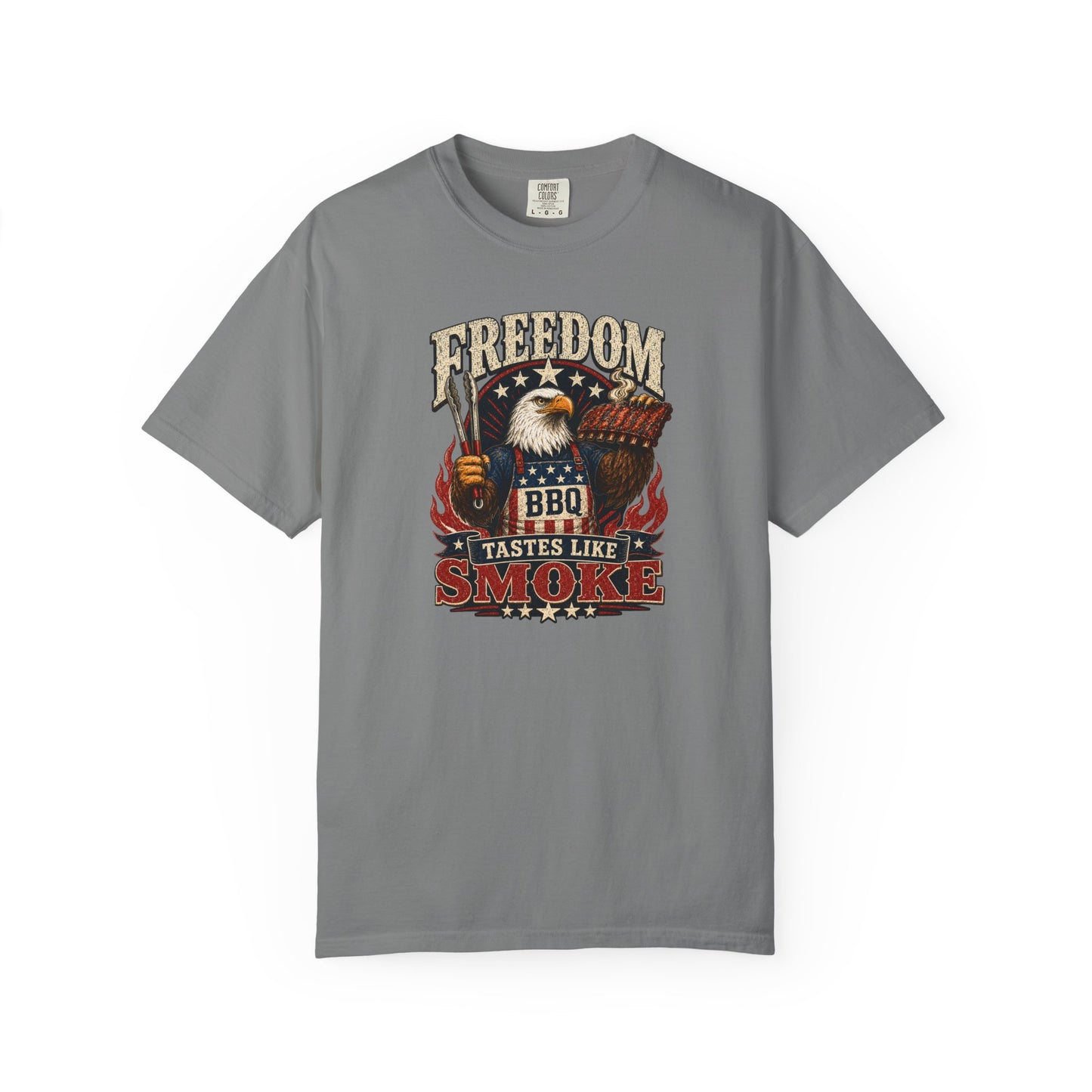Freedom Tastes Like Smoke T-Shirt | Patriotic BBQ American Eagle Graphic Tee