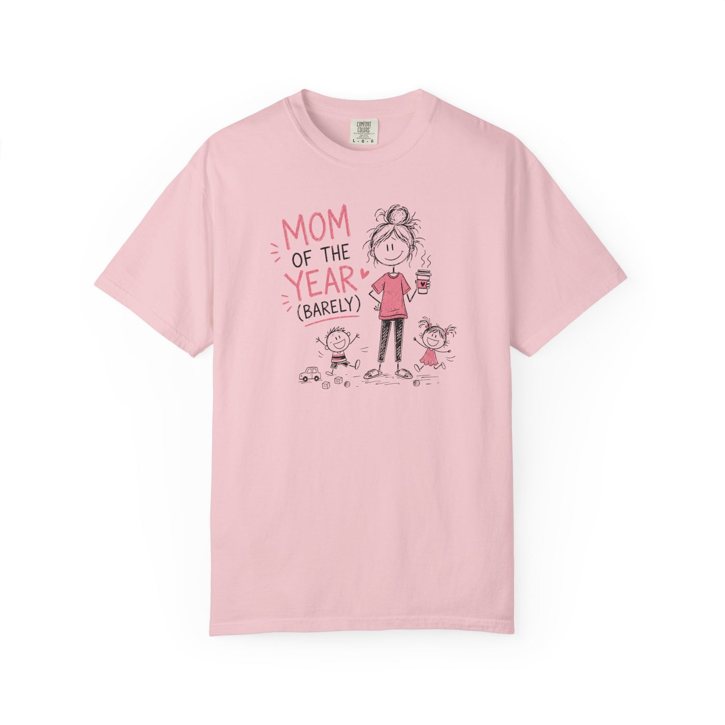 Mom Of The Year Barely T-Shirt | Funny Mom Life Doodle Graphic Tee