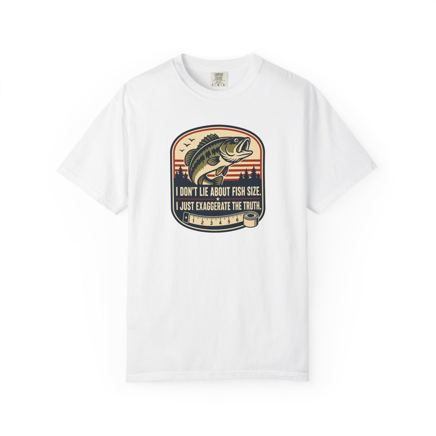 I Don't Lie About Fish Size I Just Exaggerate The Truth T-Shirt | Funny Fishing Graphic Tee