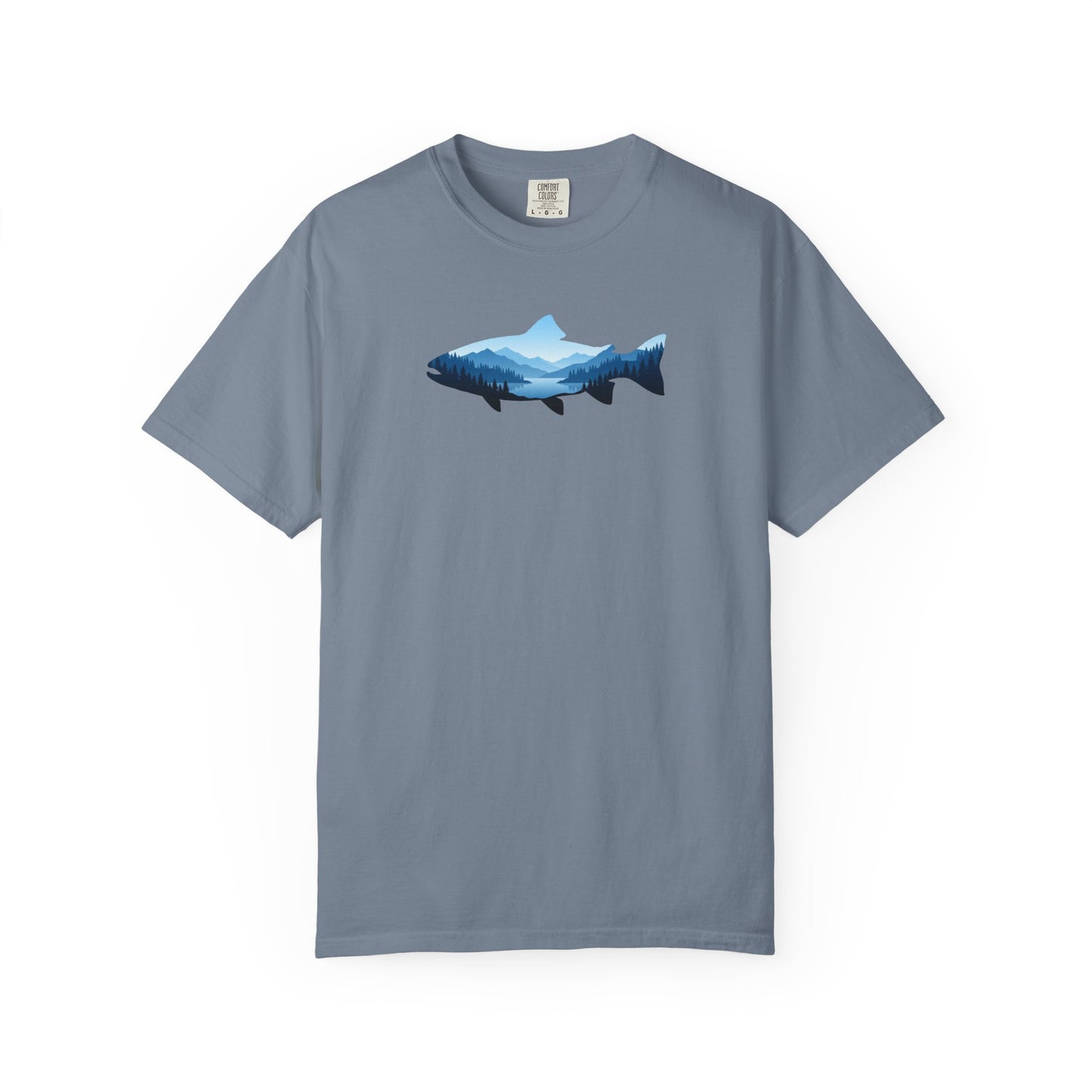 Trout Mountain Double Exposure T-Shirt | Fishing Nature Graphic Tee